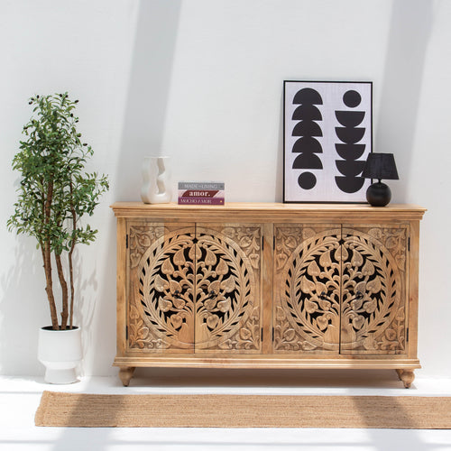 CALVIAN WOODEN FOUR DOOR SIDEBOARD