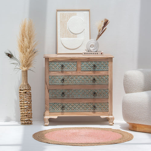 CHARLORE WOODEN FIVE DRAWER DRAWCHEST