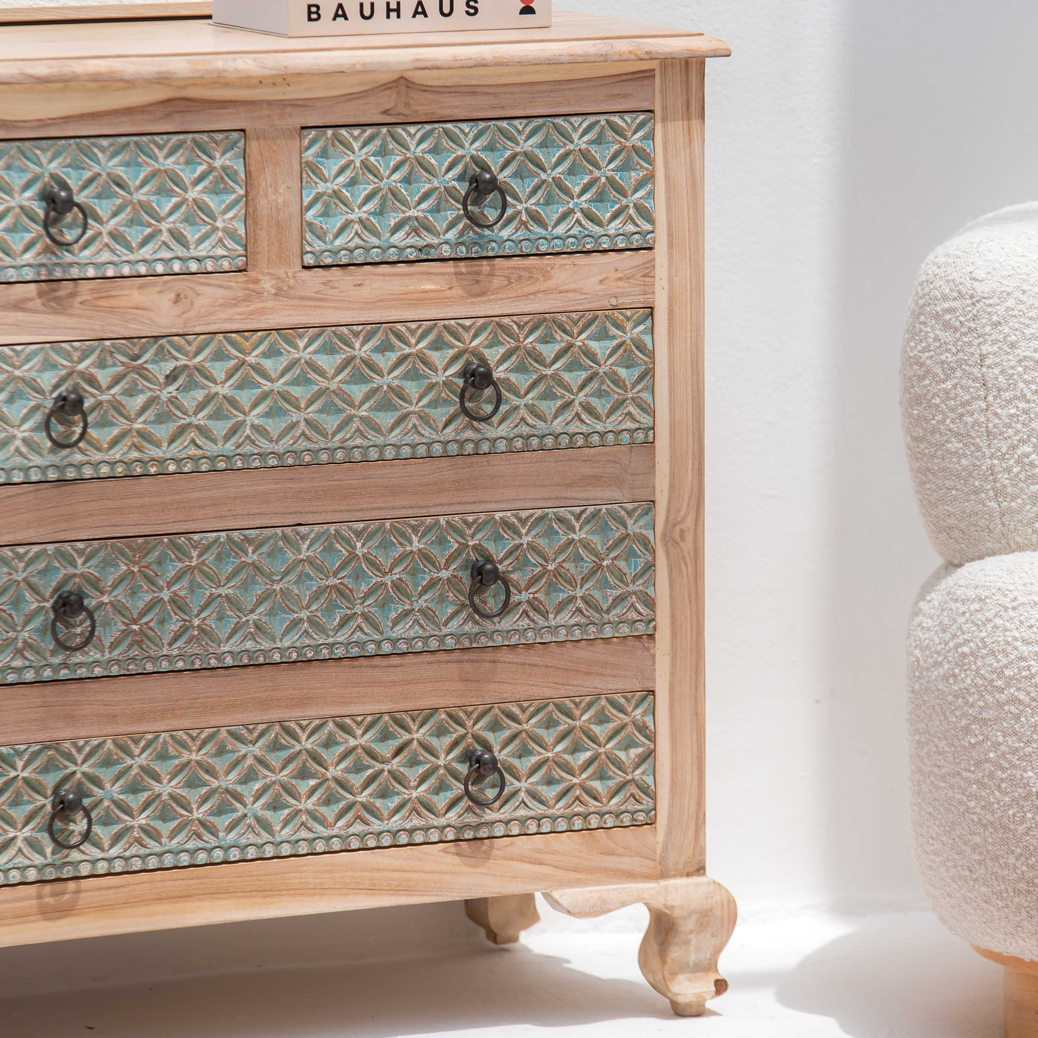 CHARLORE WOODEN FIVE DRAWER DRAWCHEST