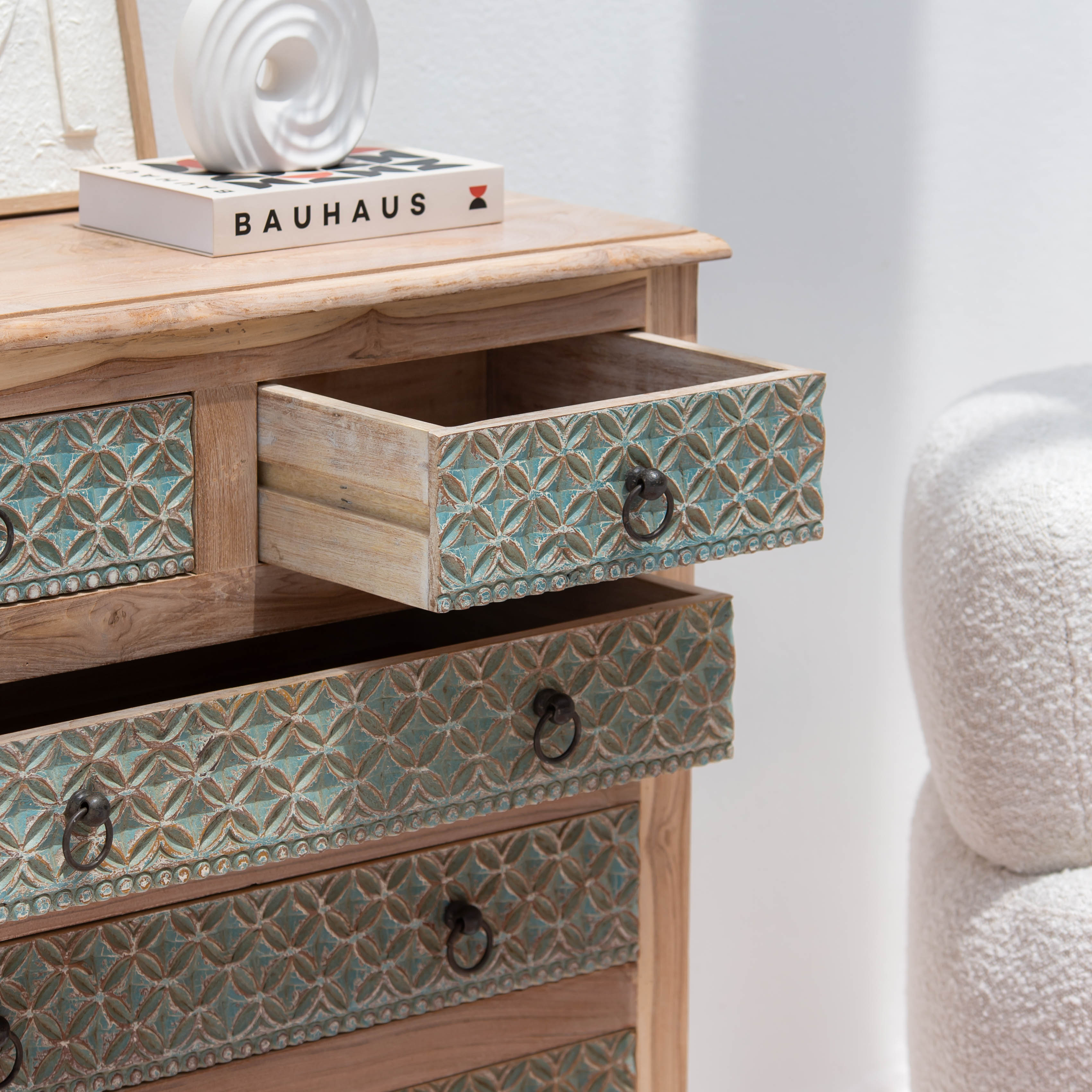 CHARLORE WOODEN FIVE DRAWER DRAWCHEST