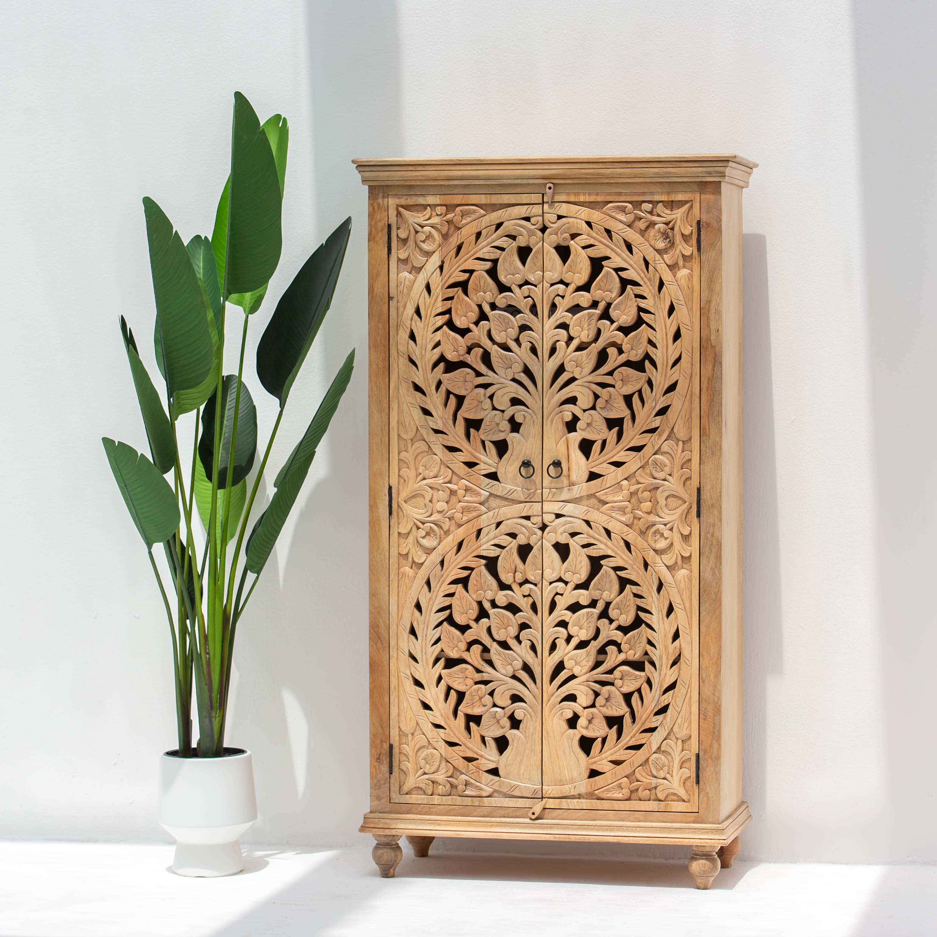 CALVIAN WOODEN CARVING CABINET
