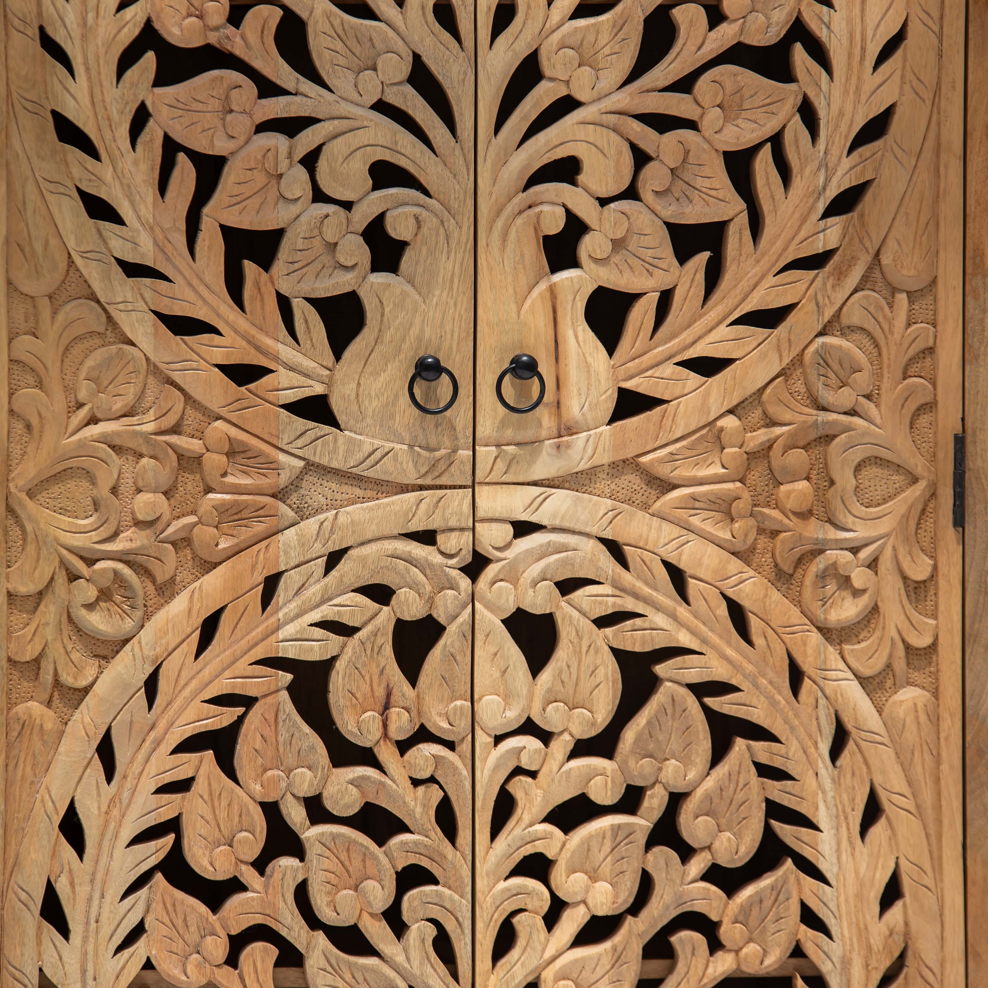 CALVIAN WOODEN CARVING CABINET