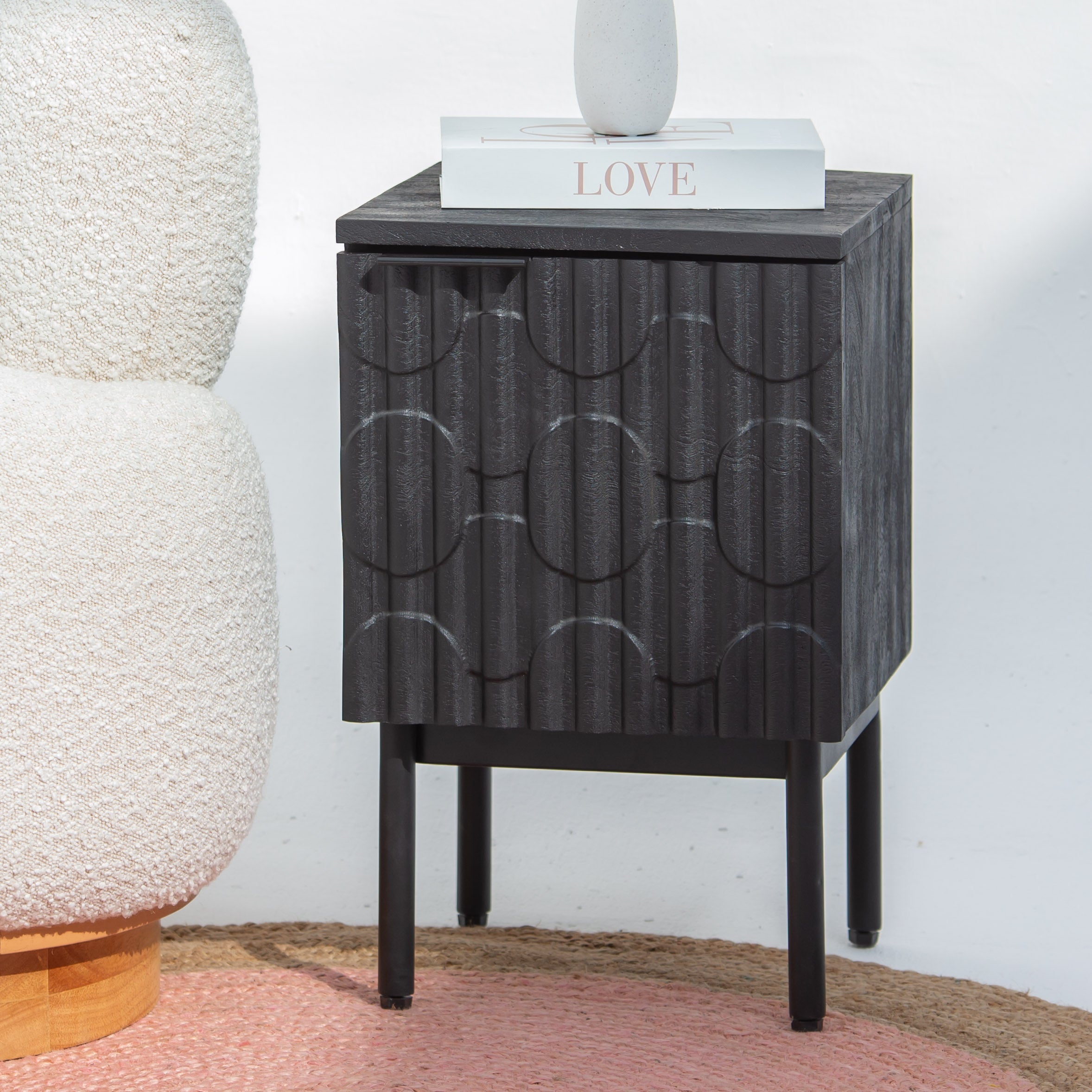 BLACK GALAXY ONE DOOR NIGHTSTAND TABLE