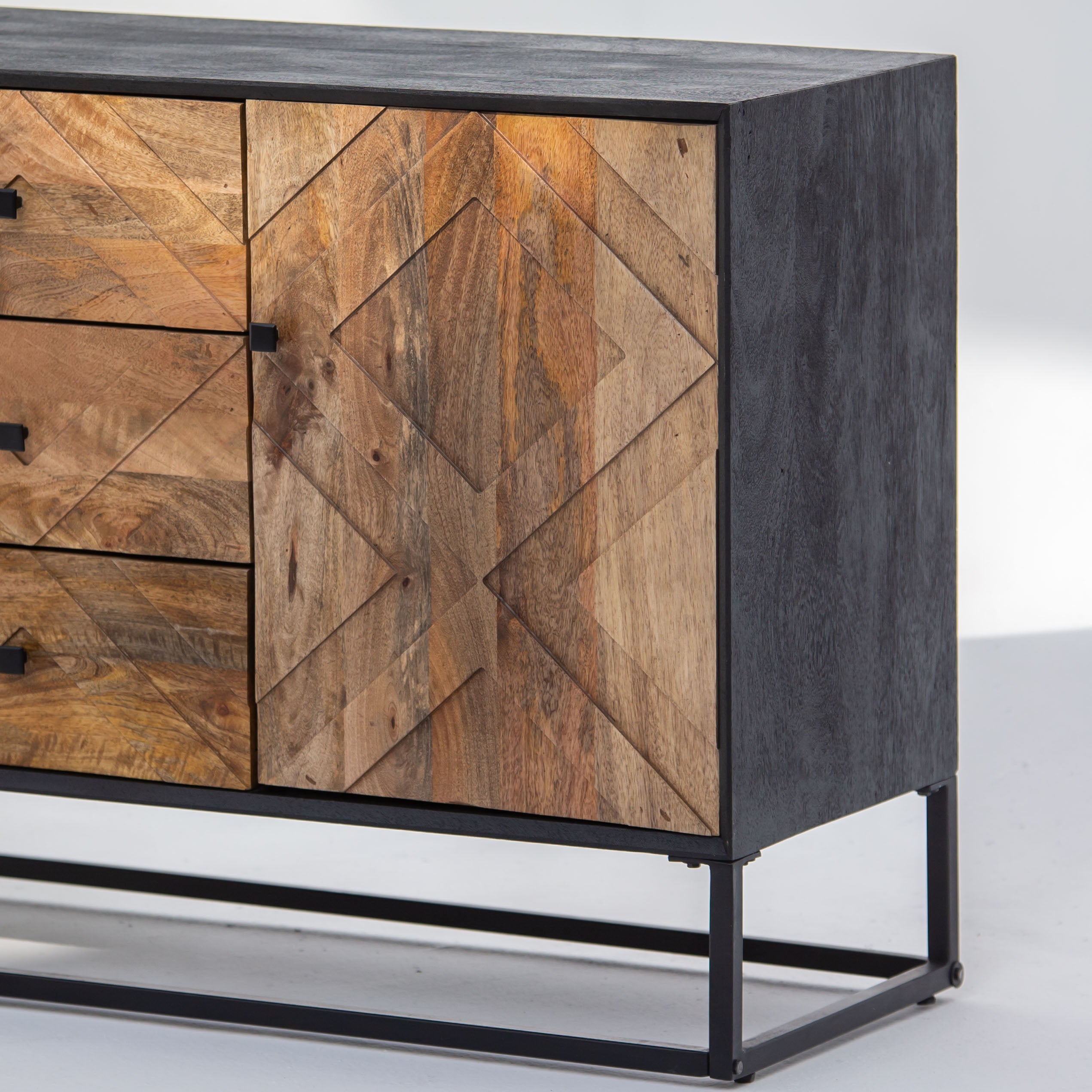 MORO WOODEN THREE DOOR THREE DRAWER SIDEBOARD