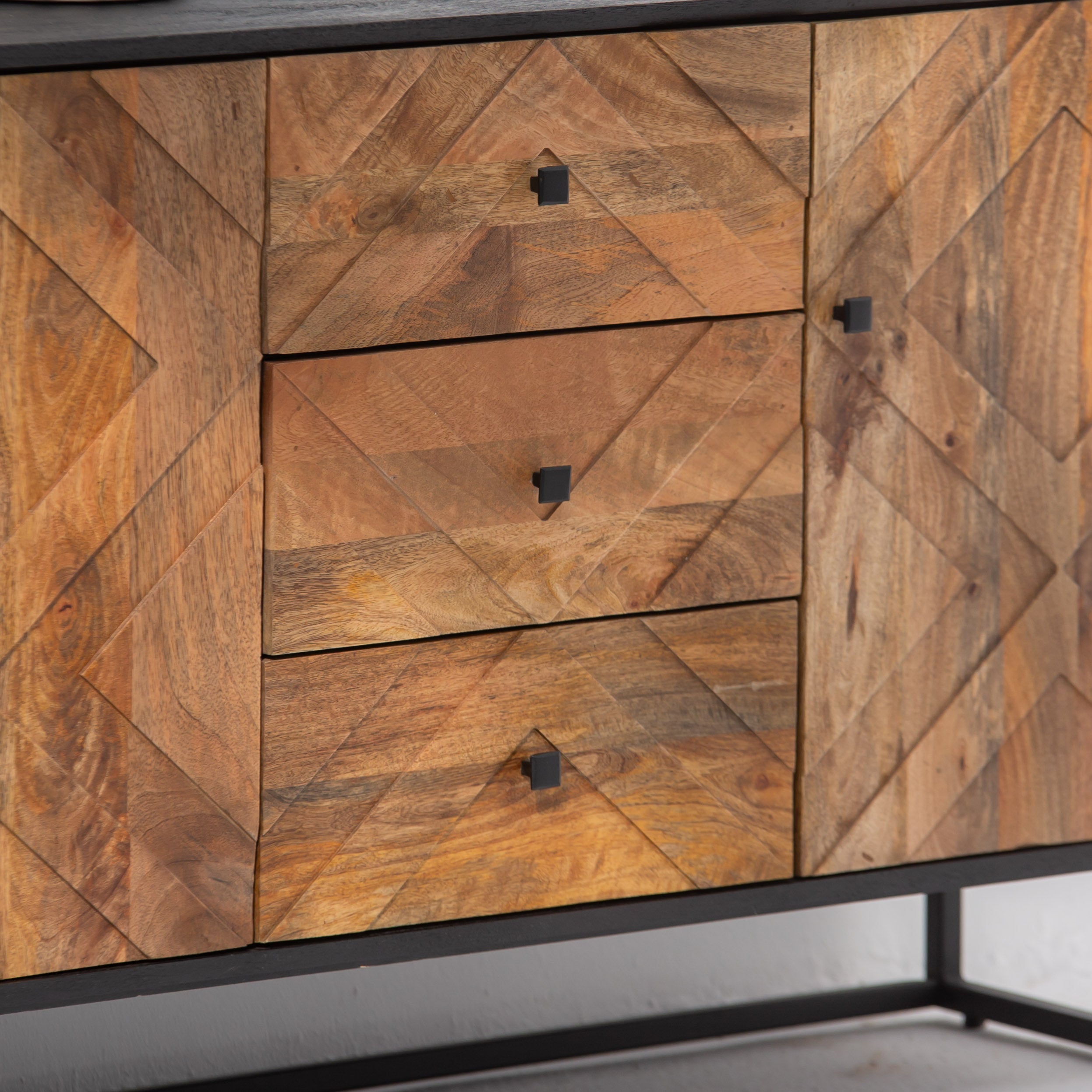 MORO WOODEN THREE DOOR THREE DRAWER SIDEBOARD