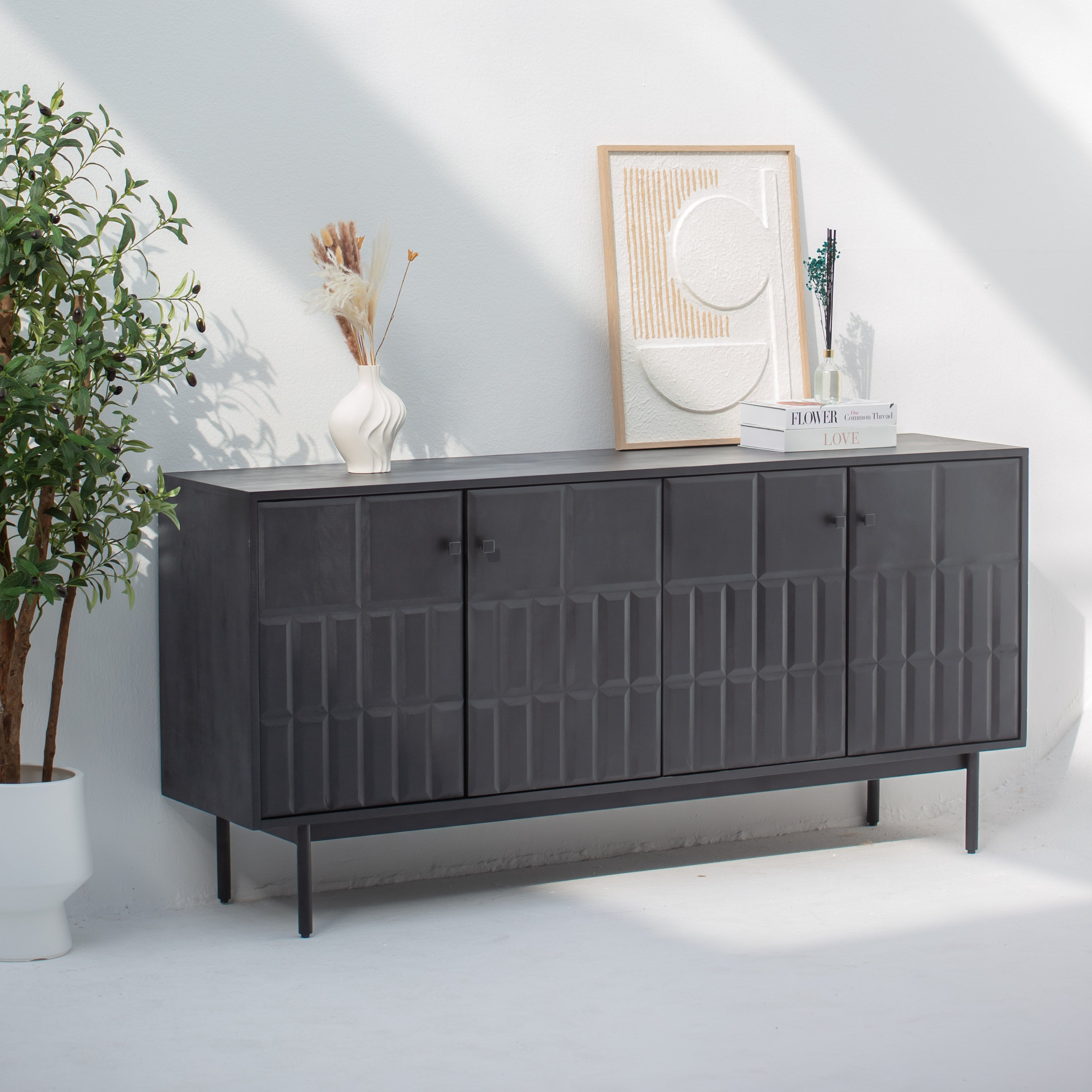 NUVOR WOODEN FOUR DOOR SIDEBOARD