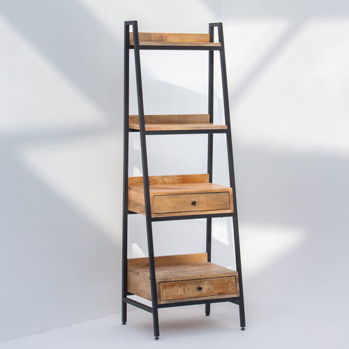 IRONIX WOODEN TWO DRAWER BOOKSHELF