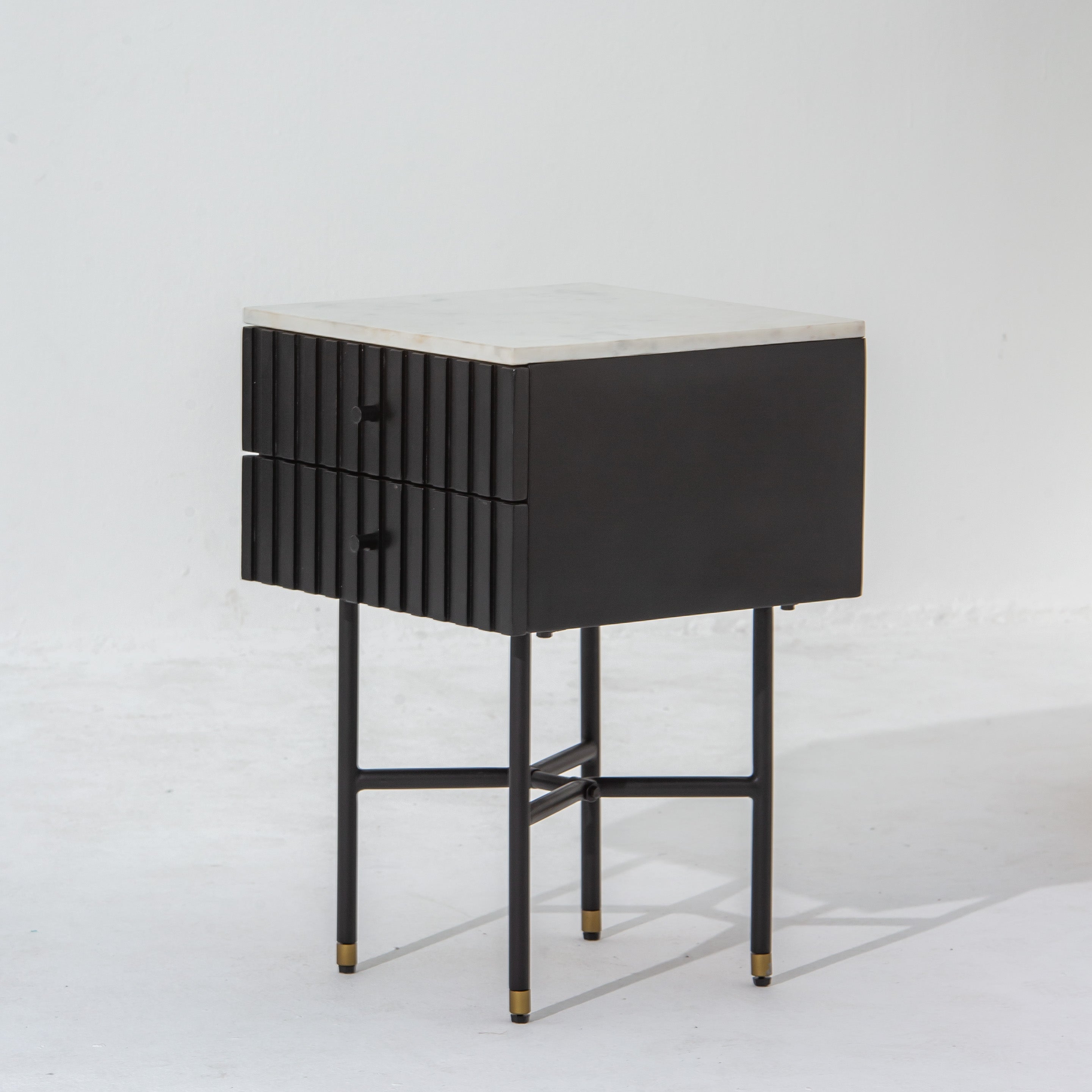 VANTA MARBLE TOP TWO DRAWER NIGHTSTAND TABLE