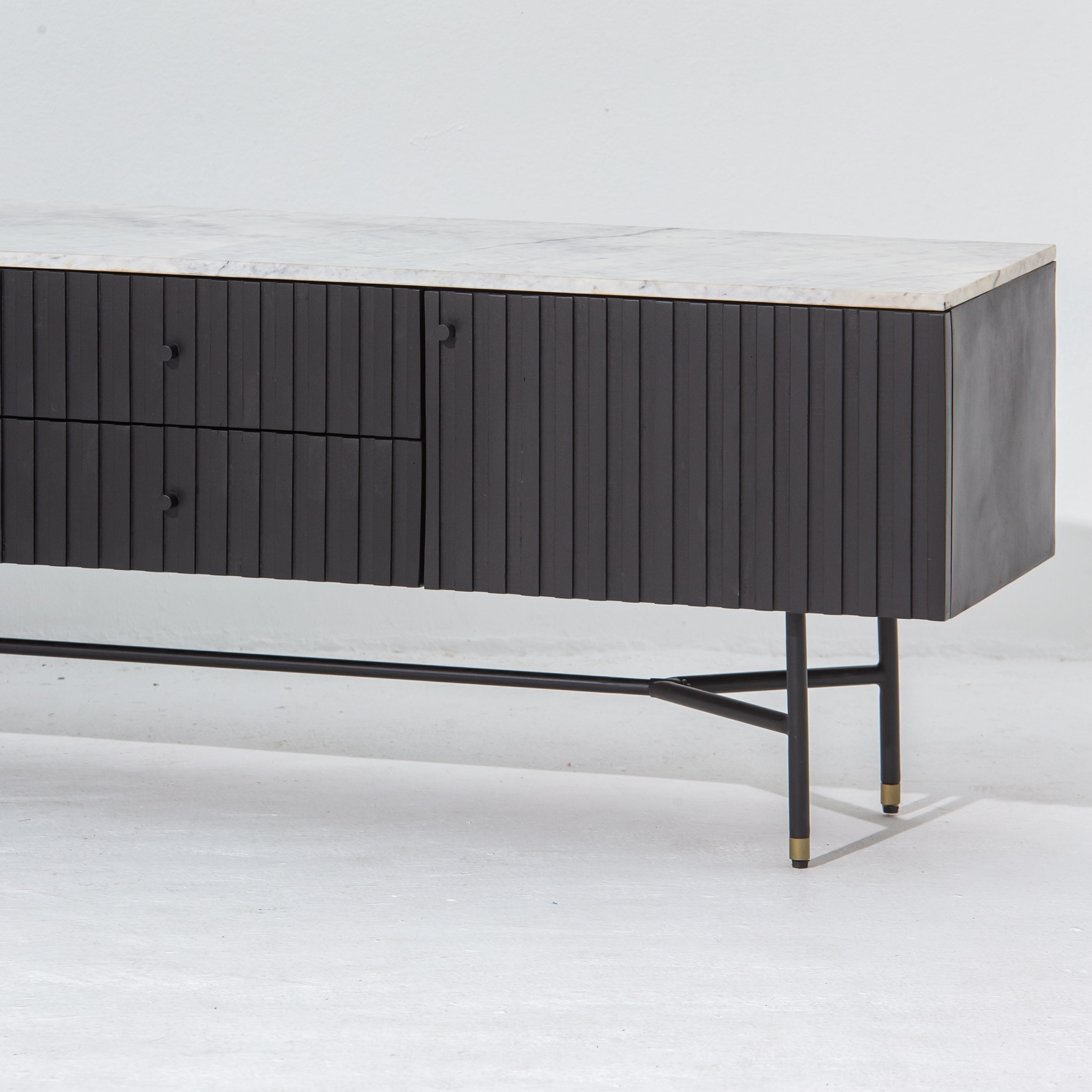 VANTA MARBLE TOP TWO DRAWER THREE DOOR TV STAND