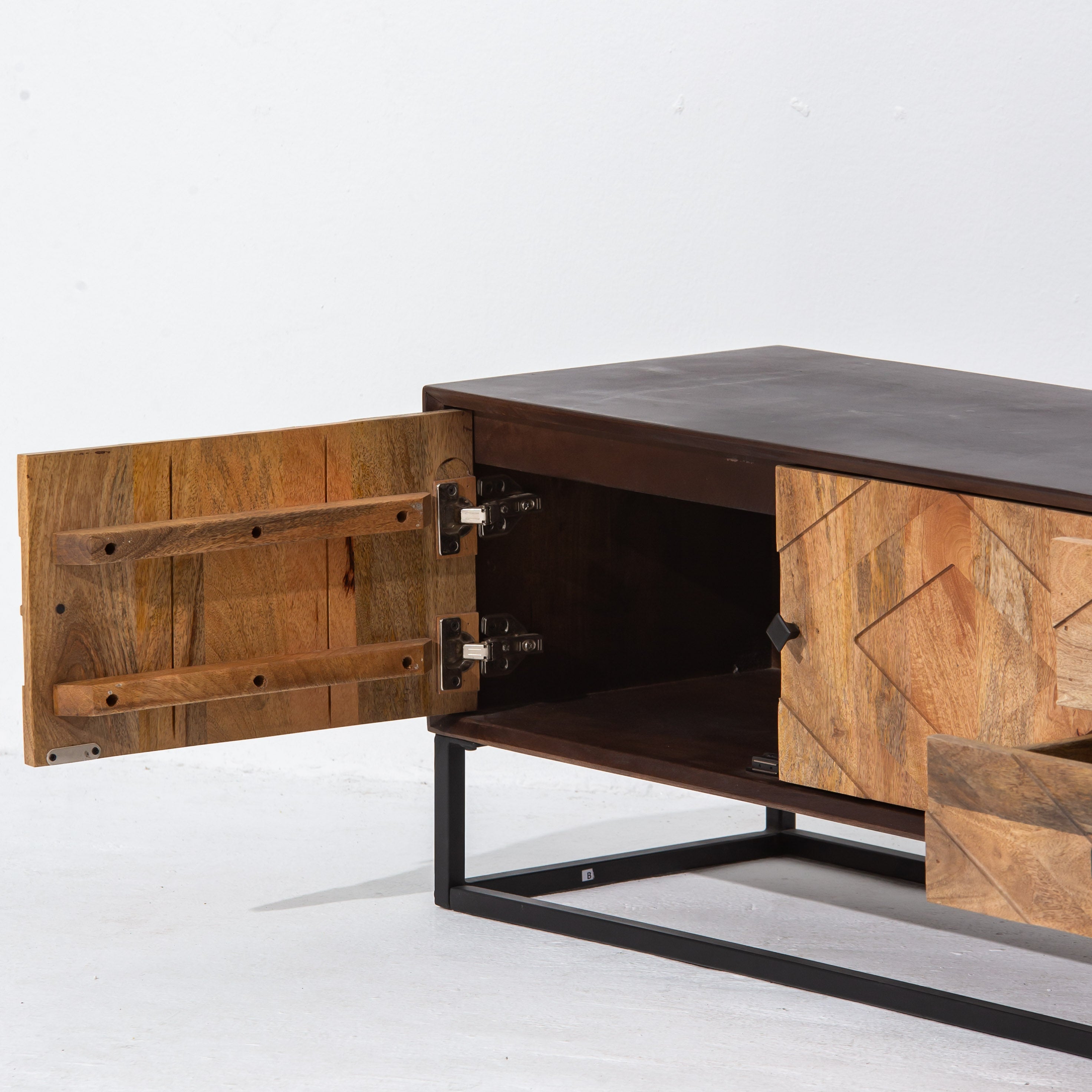 MORO WOODEN THREE DOOR TWO DRAWER TV STAND