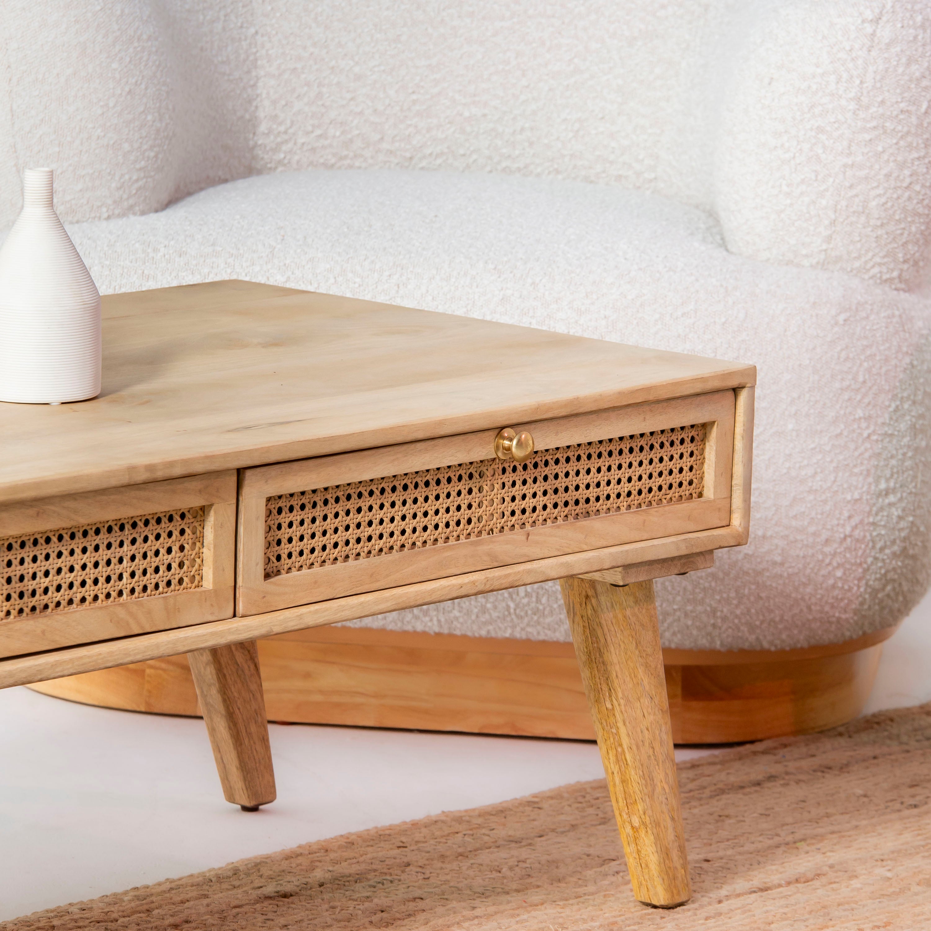 CANOVIA CANE TWO DRAWER COFFEE TABLE