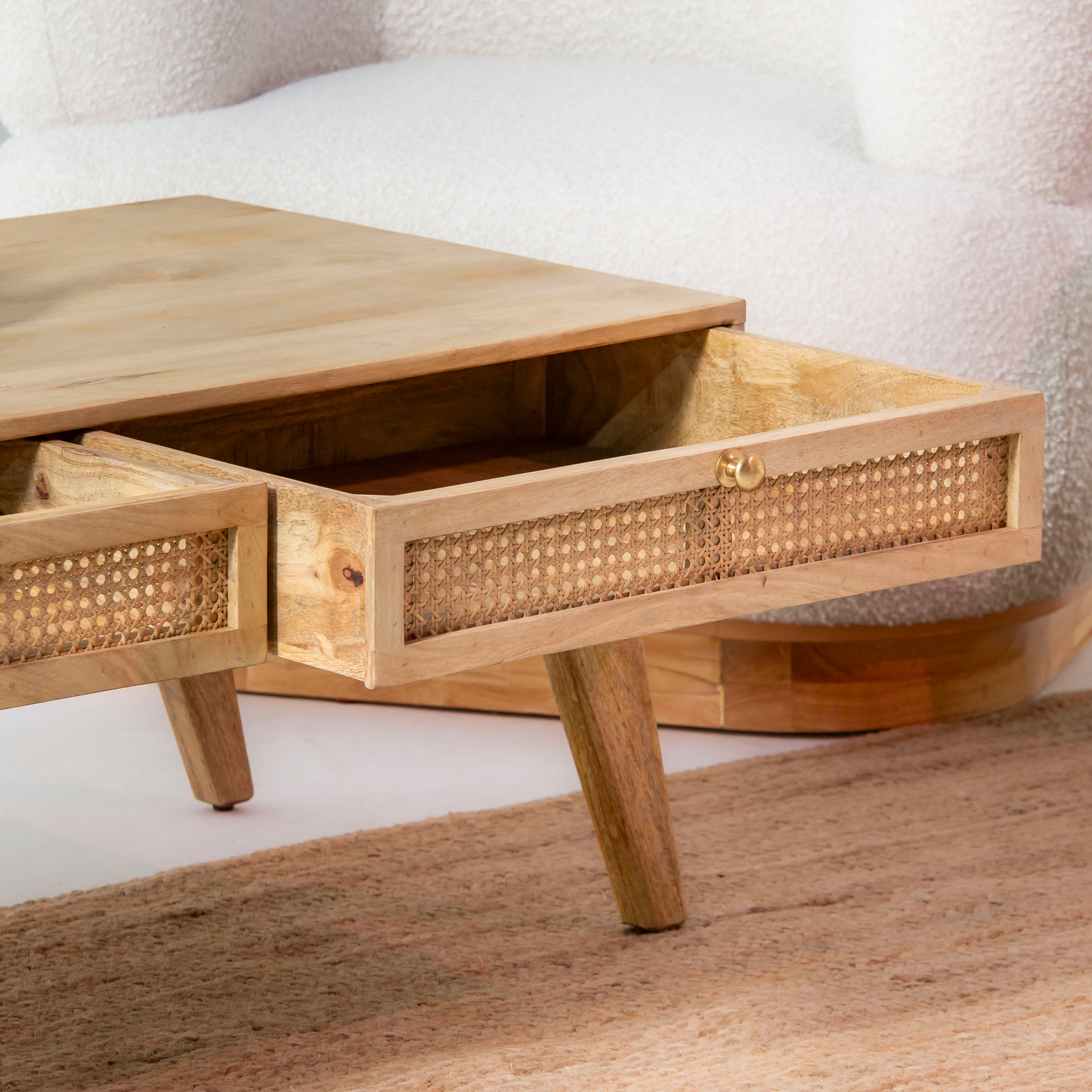 CANOVIA CANE TWO DRAWER COFFEE TABLE