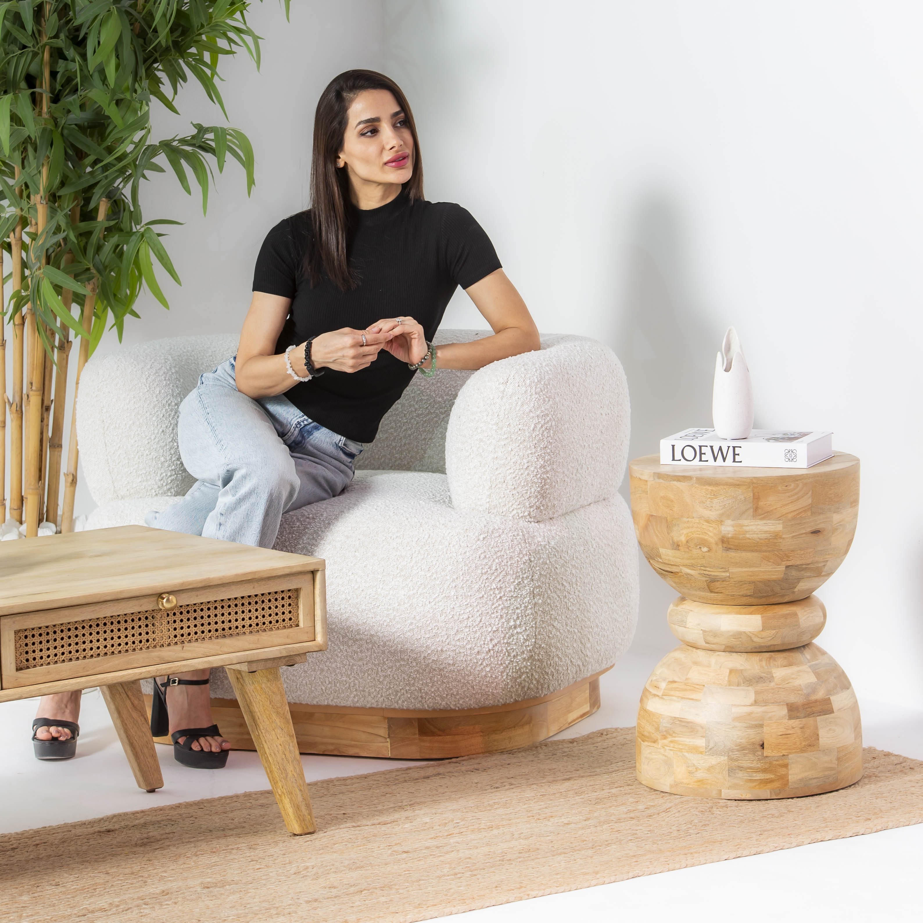 CANOVIA CANE TWO DRAWER COFFEE TABLE