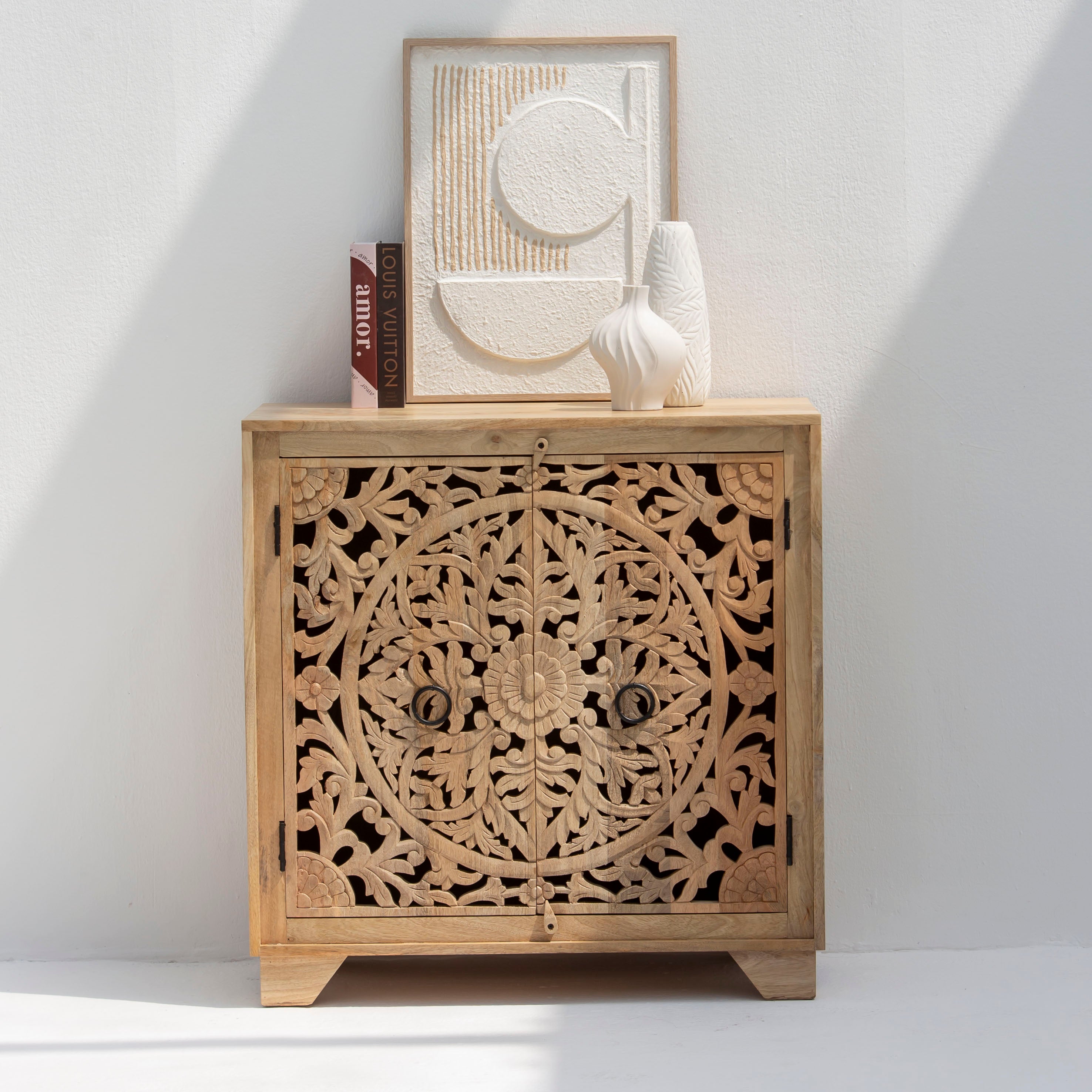 KARIGAR CARVED TWO DOOR SIDEBOARD - Art and craft furniture 