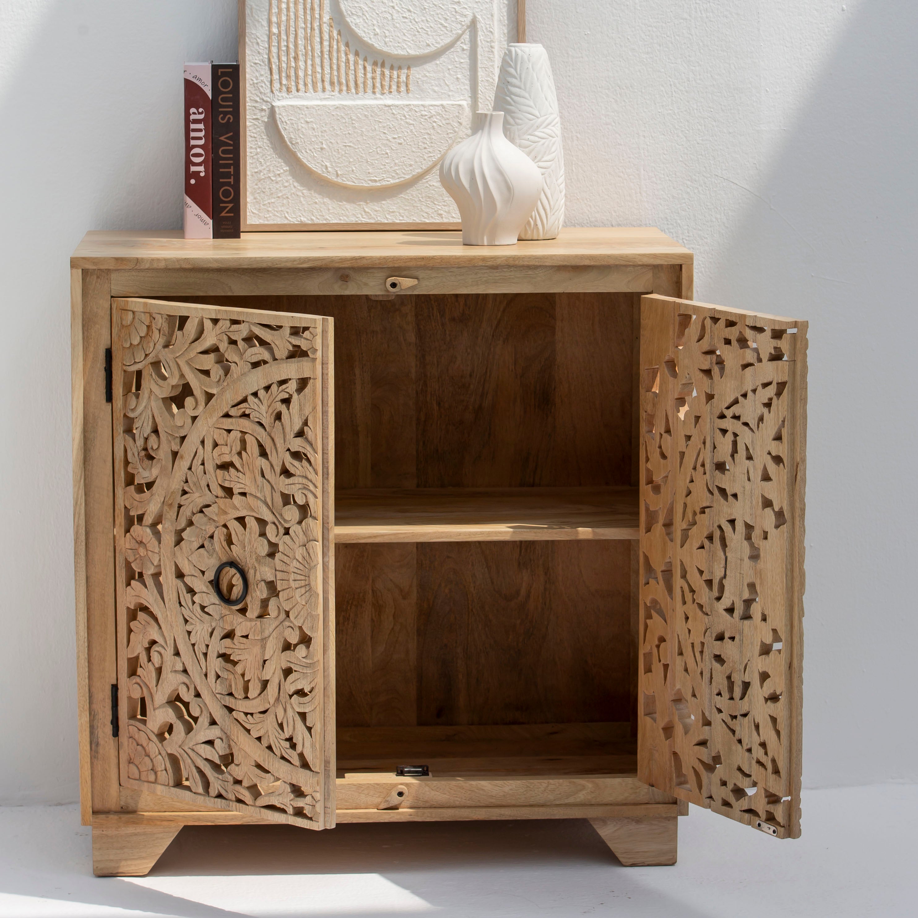 KARIGAR CARVED TWO DOOR SIDEBOARD - Art and craft furniture 