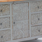 CARVING SIX DRAWER ONE DOOR SIDEBOARD - Art and craft furniture 