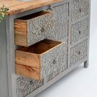 CARVING SIX DRAWER ONE DOOR SIDEBOARD - Art and craft furniture 
