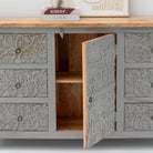 CARVING SIX DRAWER ONE DOOR SIDEBOARD - Art and craft furniture 