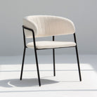ARC HALF ROUND WHITE FABRIC DINING CHAIR - Art and craft furniture 