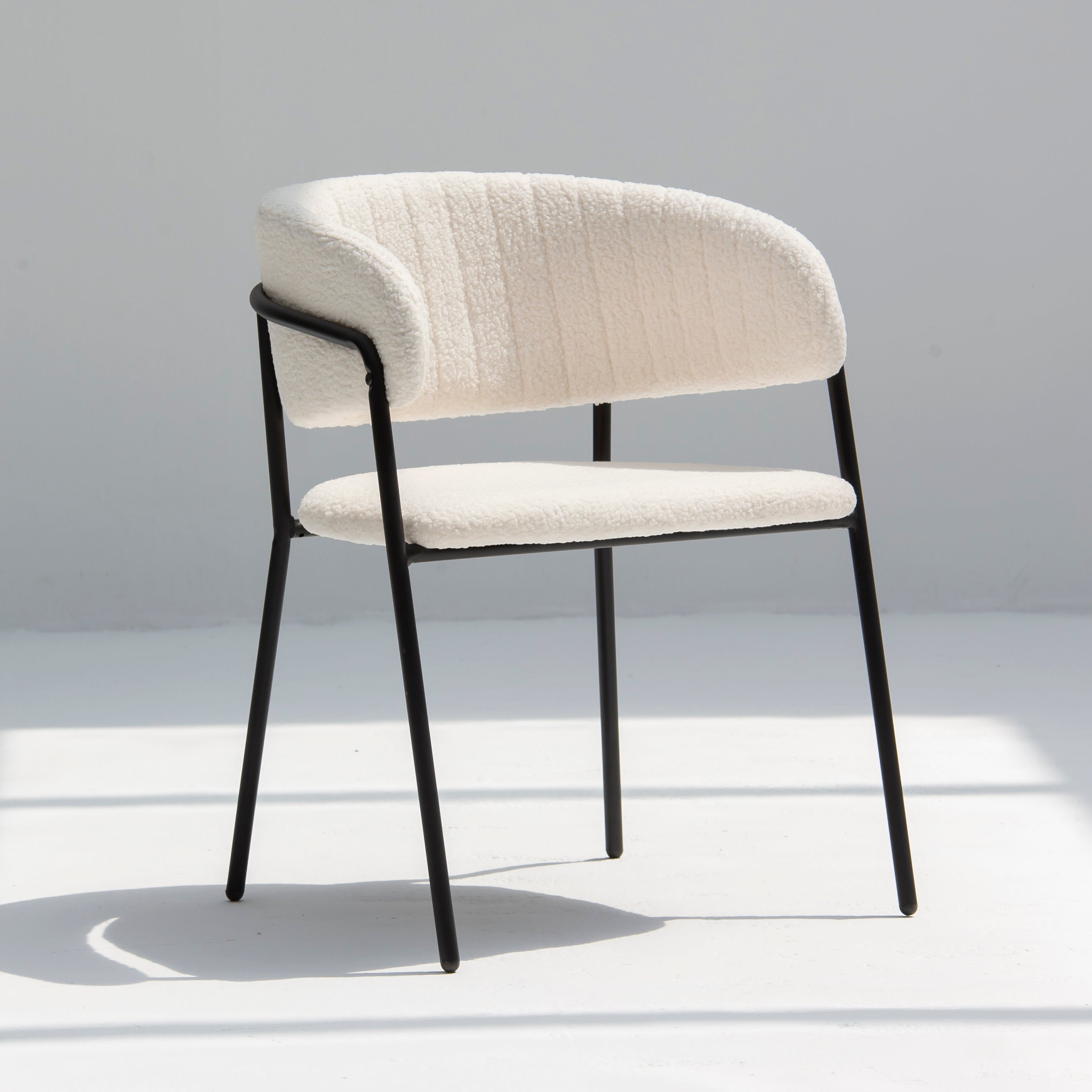 ARC HALF ROUND WHITE FABRIC DINING CHAIR - Art and craft furniture 