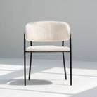 ARC HALF ROUND WHITE FABRIC DINING CHAIR - Art and craft furniture 