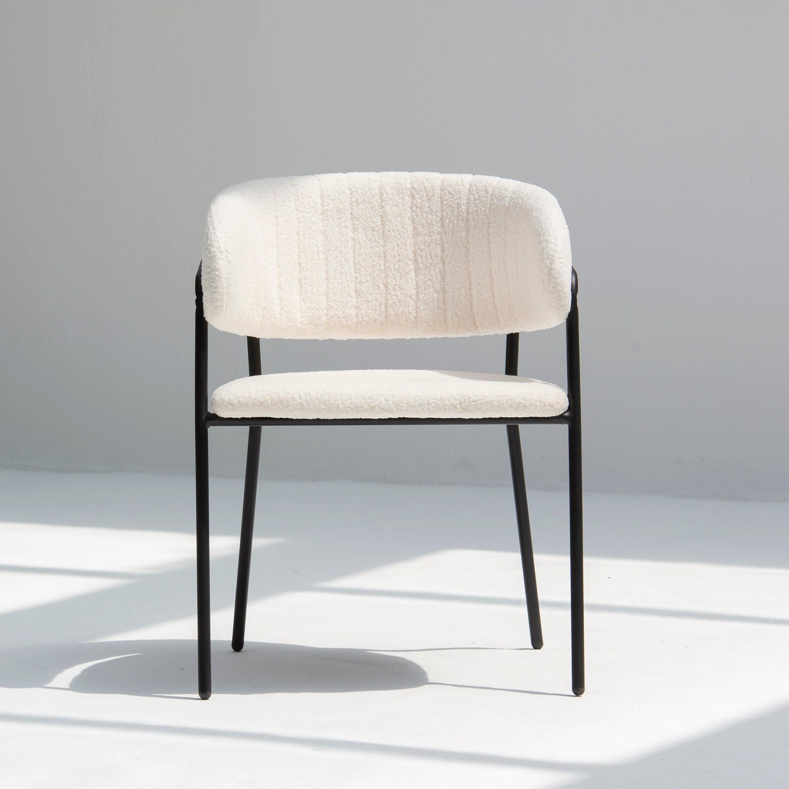 ARC HALF ROUND WHITE FABRIC DINING CHAIR - Art and craft furniture 