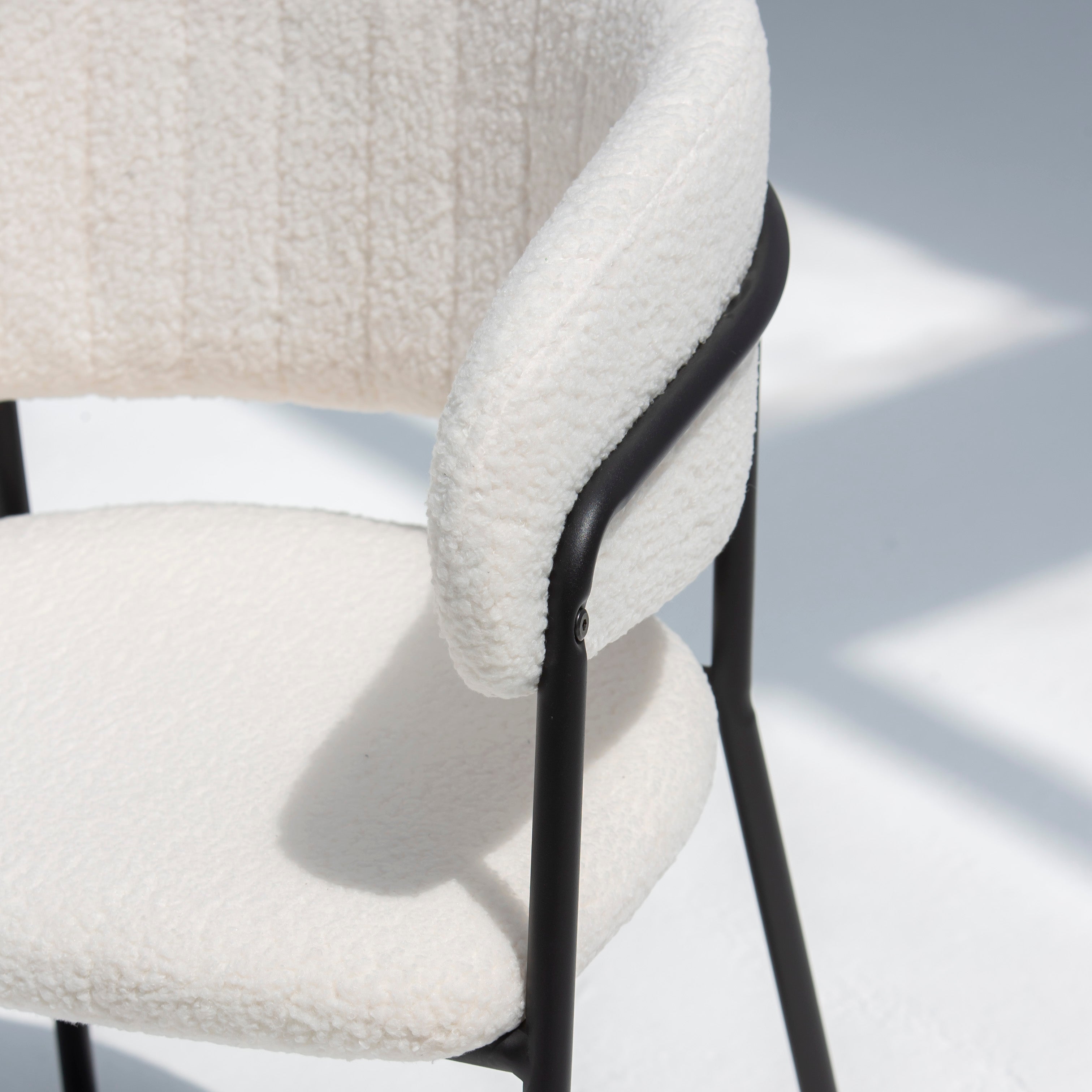 ARC HALF ROUND WHITE FABRIC DINING CHAIR - Art and craft furniture 