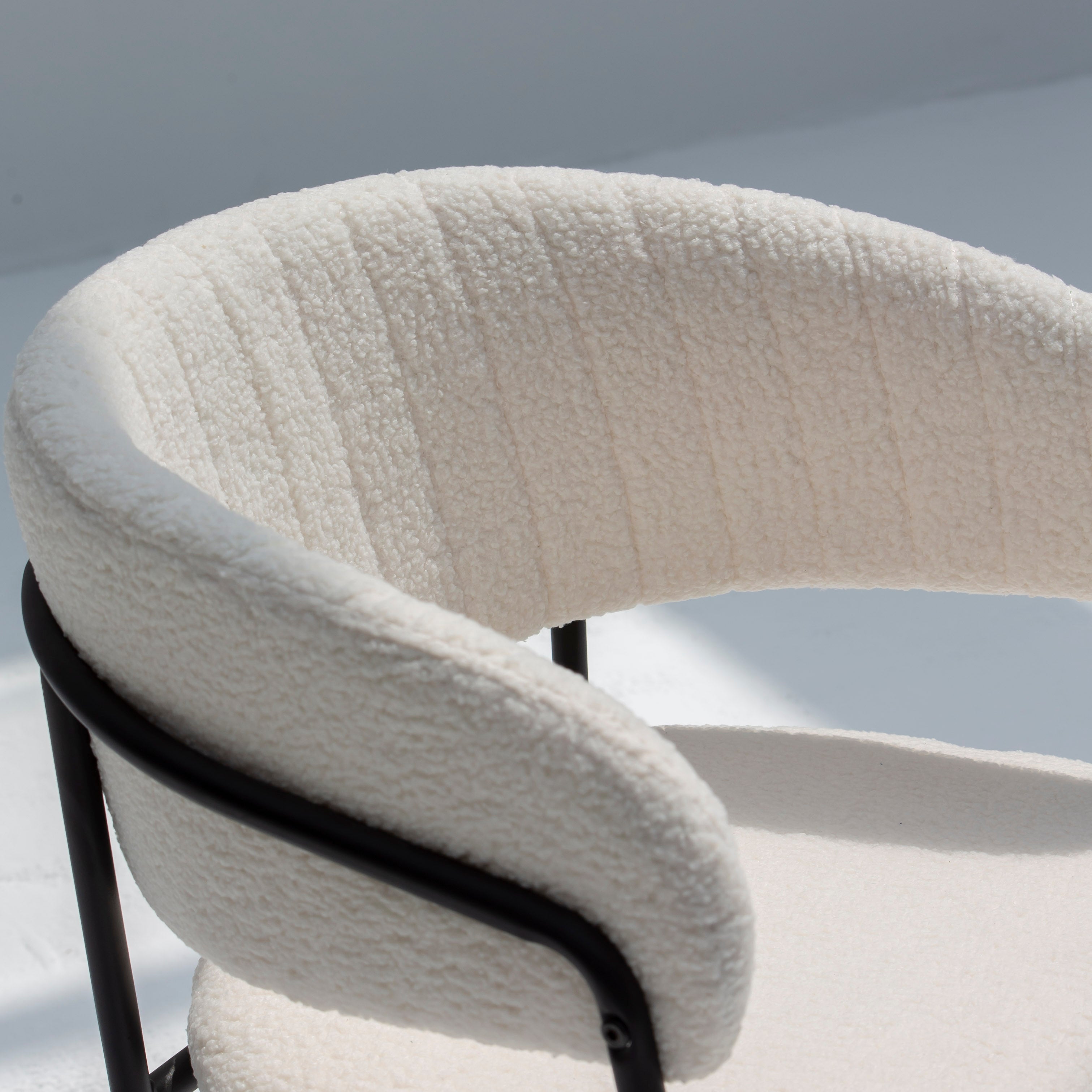 ARC HALF ROUND WHITE FABRIC DINING CHAIR - Art and craft furniture 
