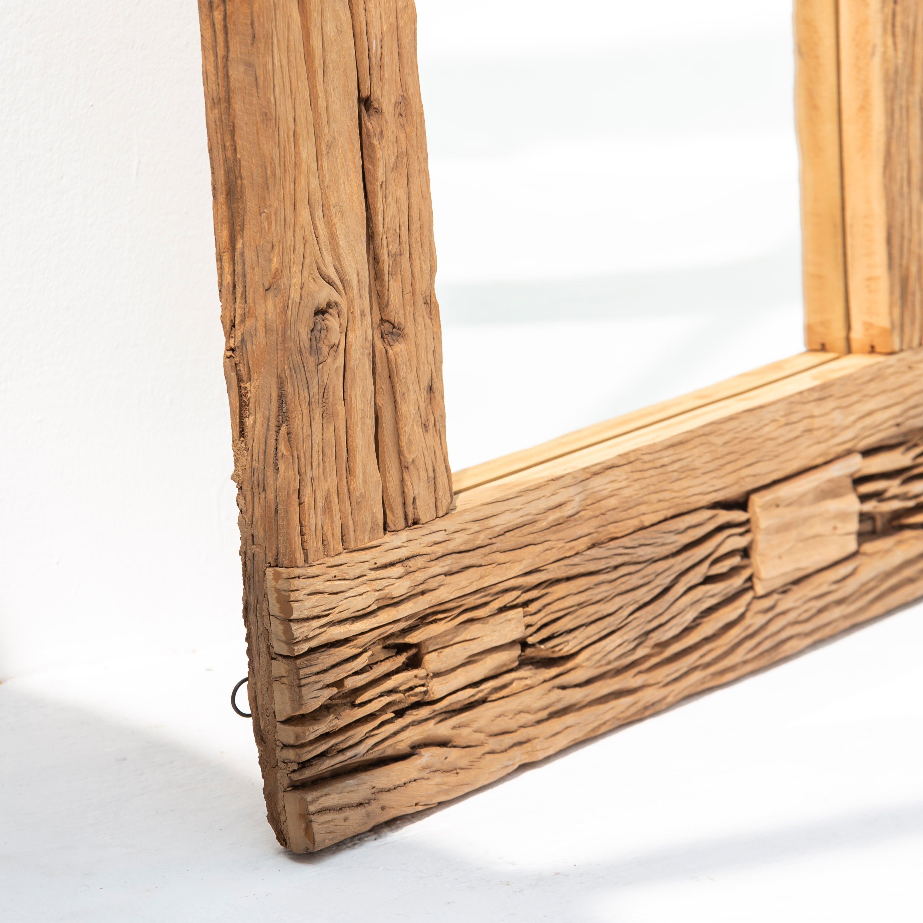RAILWAY WOOD ANTIQUE MIRROR FRAME - Art and craft furniture 
