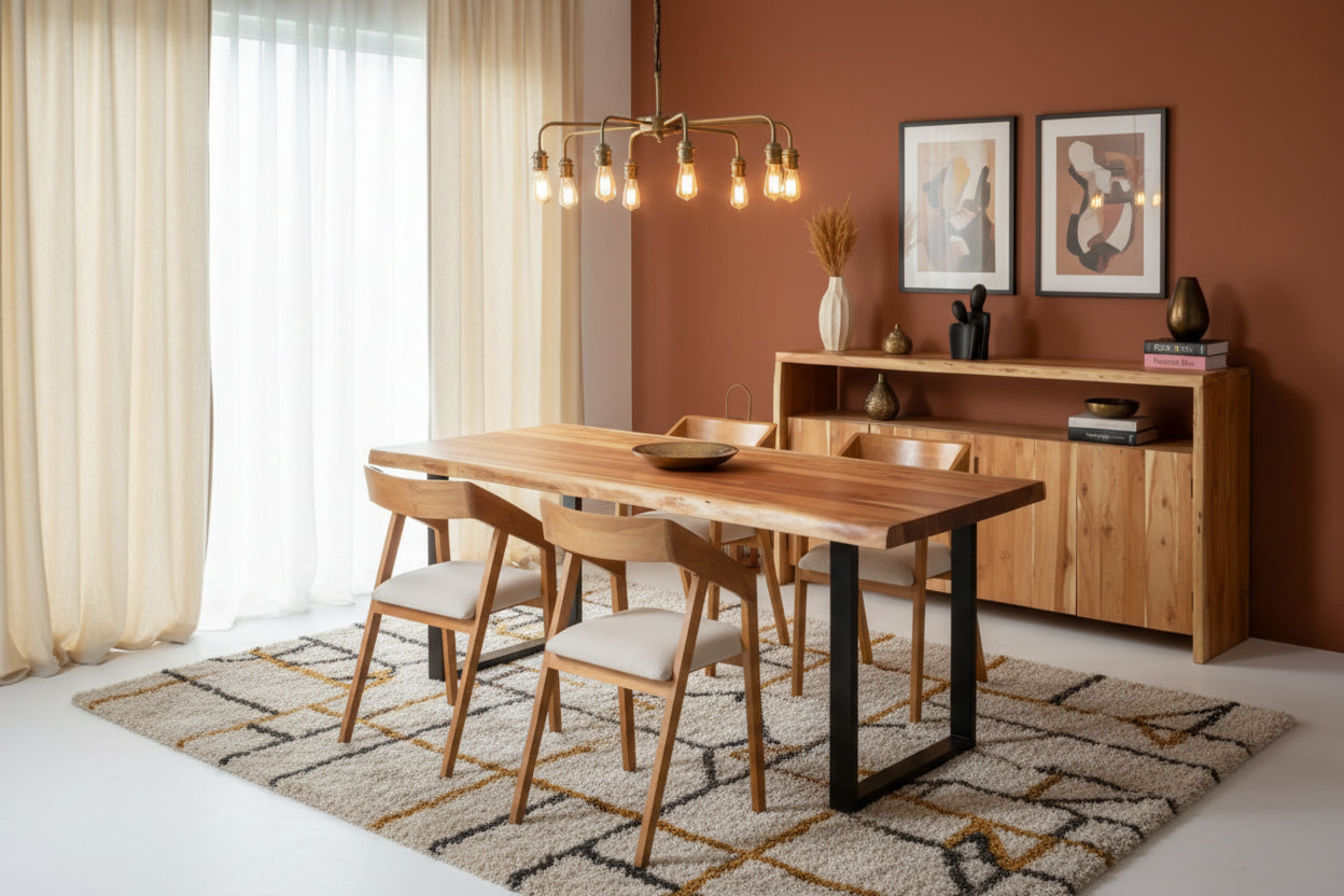 LIVE-EDGE ACACIA WOOD DINING TABLE - Art and craft furniture 