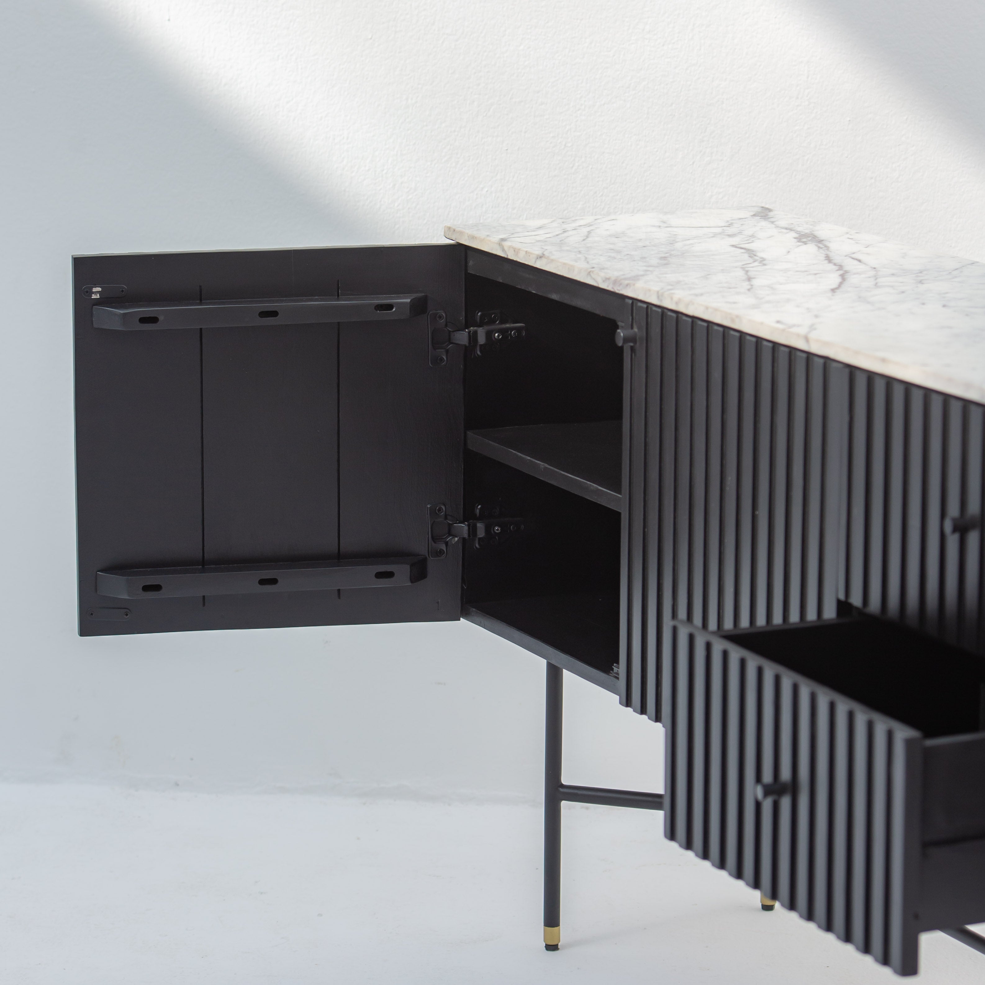 VANTA MARBLE TOP THREE DOOR SIDEBOARD