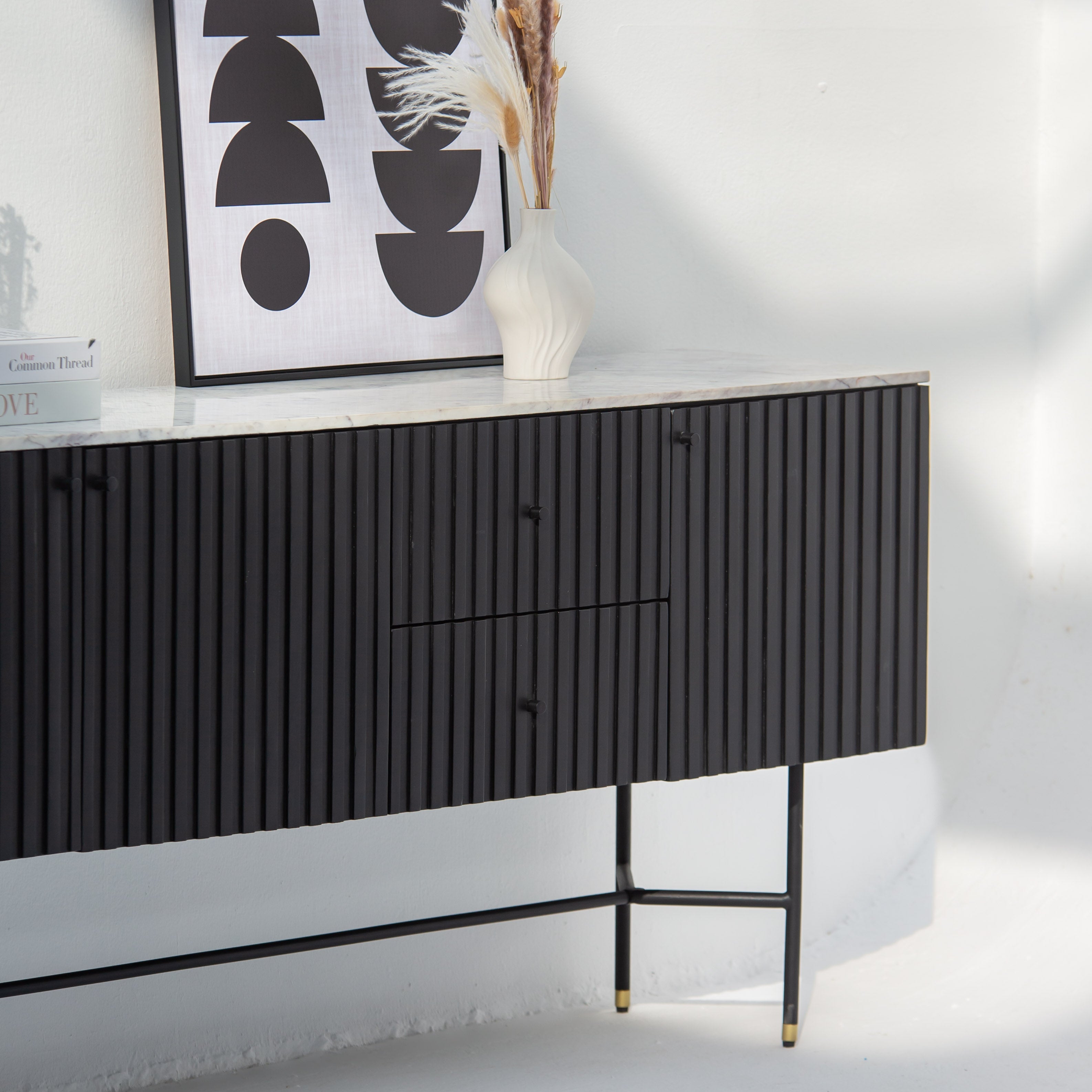 VANTA MARBLE TOP THREE DOOR SIDEBOARD