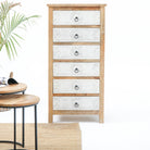 DARWIN SIX DRAWER CARVED CHEST OF DRAWERS - Art and craft furniture 