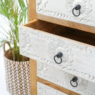 DARWIN SIX DRAWER CARVED CHEST OF DRAWERS - Art and craft furniture 