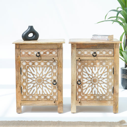 IVORY CNC DESIGN NIGHTSTAND TABLE