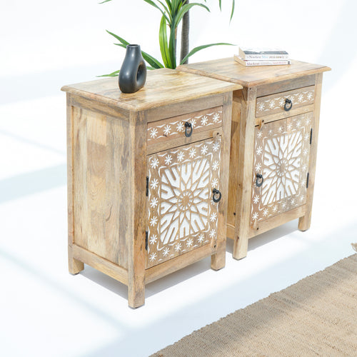 IVORY CNC DESIGN NIGHTSTAND TABLE