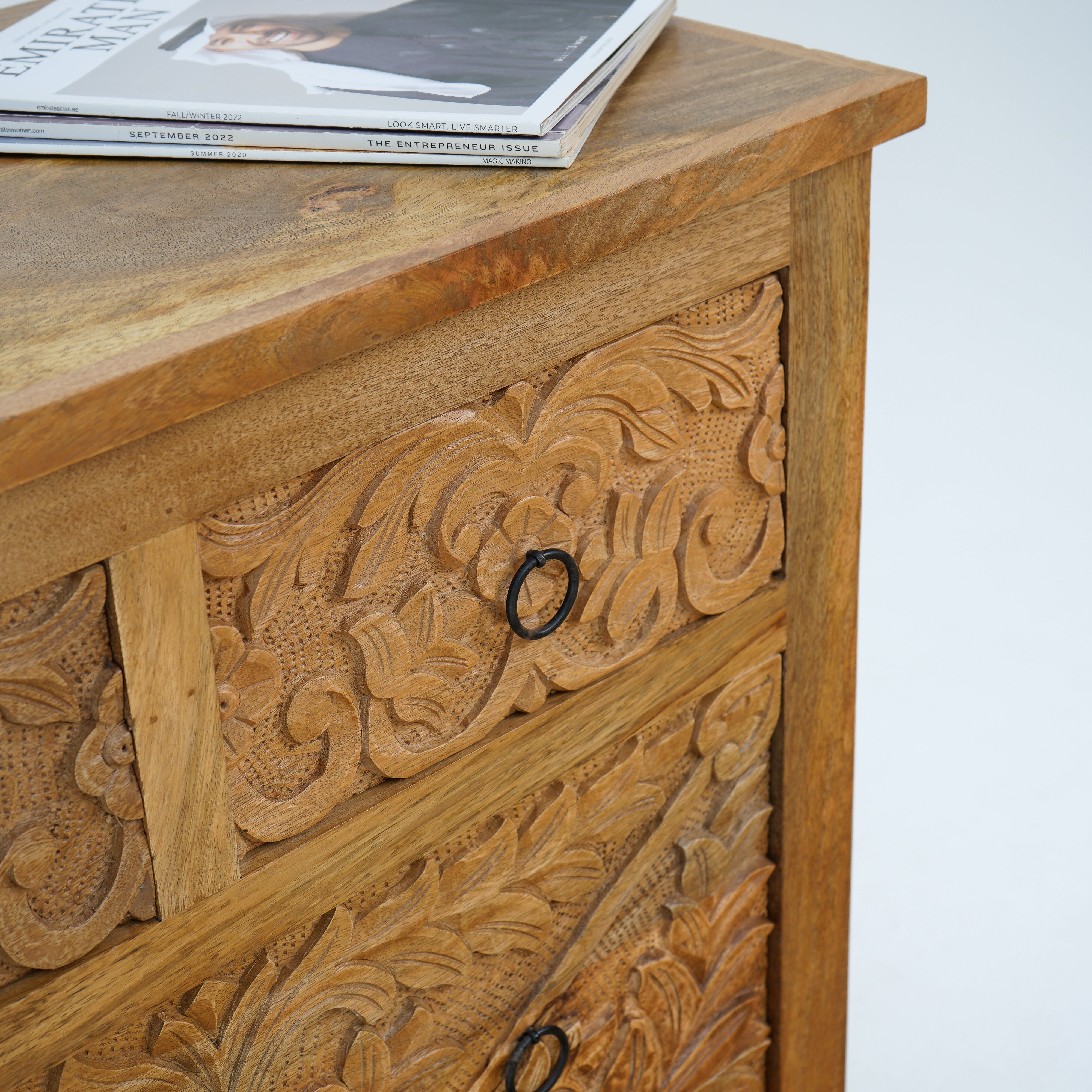 ESPERANCE MANGO CARVED EIGHT DRAWER CHEST OF DRAWERS