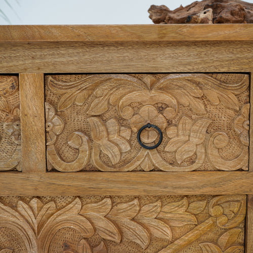 ESPERANCE MANGO CARVED EIGHT DRAWER CHEST OF DRAWERS