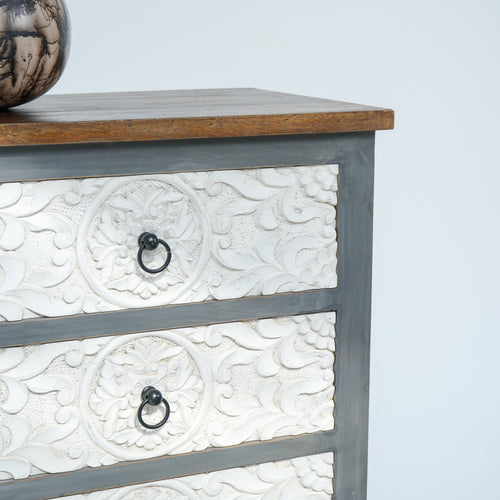 ALBURY FOUR DRAWER CARVED CHEST OF DRAWERS