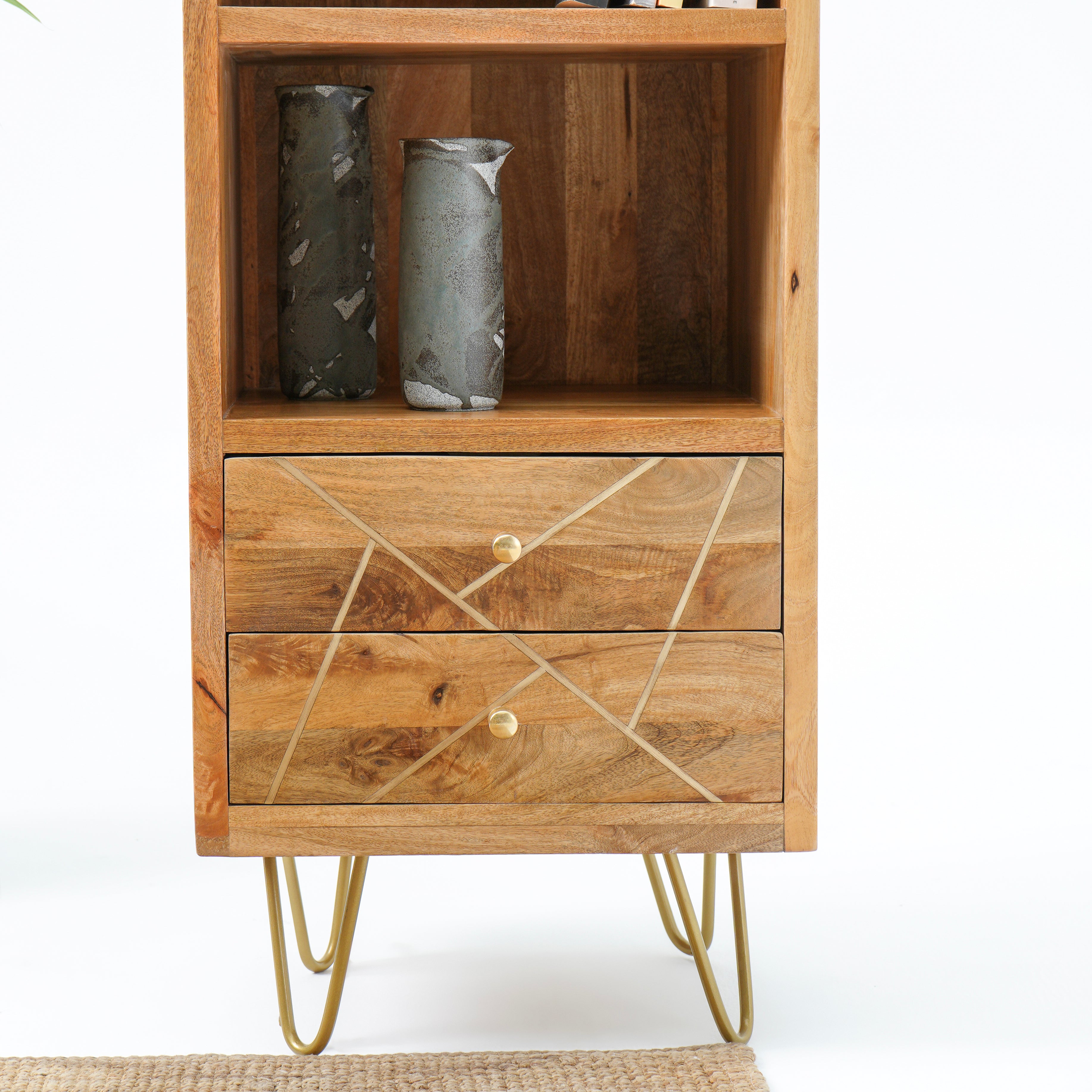 Oslo Gold Lines Two-Drawer Bookshelf