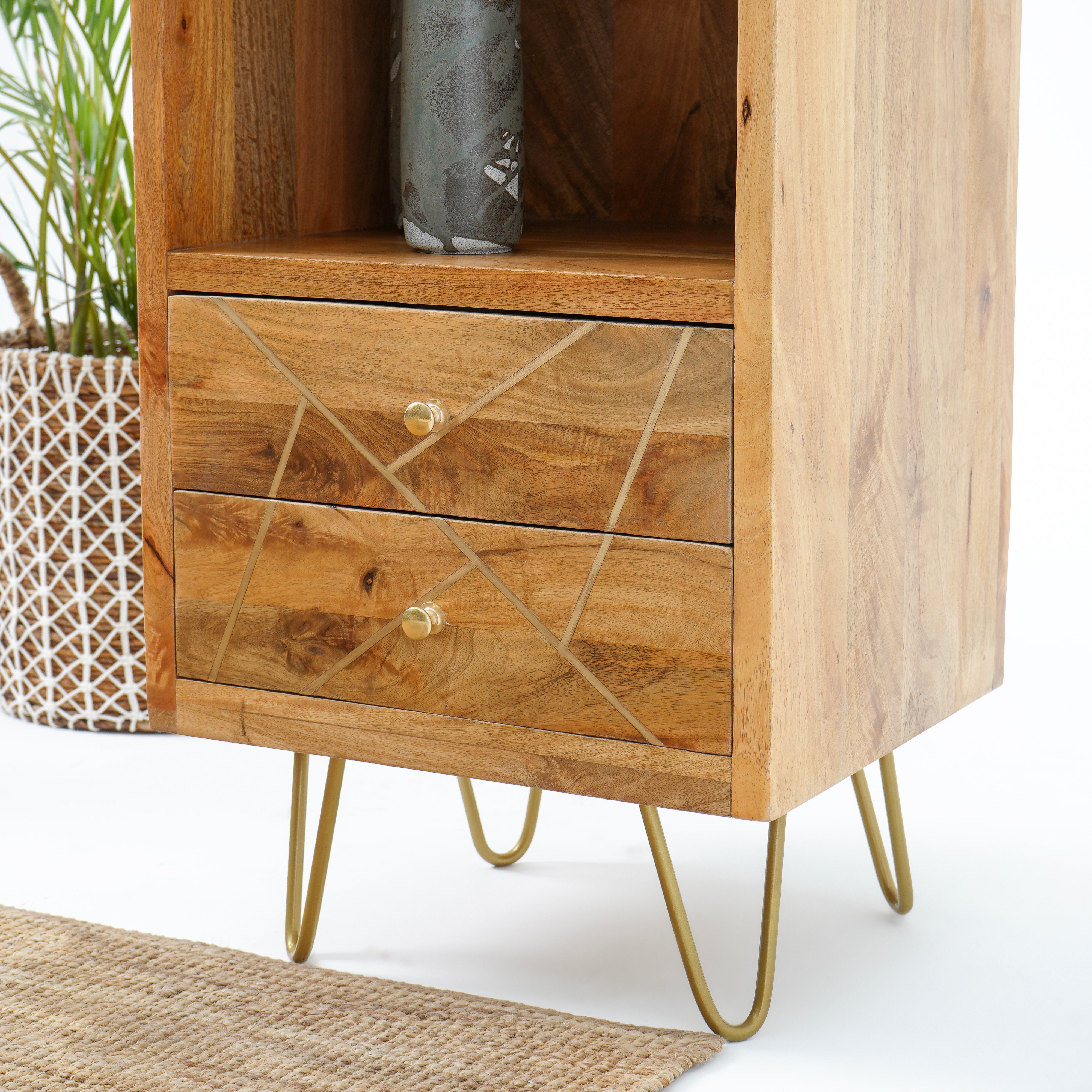 Oslo Gold Lines Two-Drawer Bookshelf