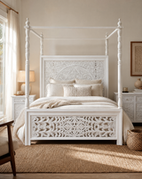DABORA CARVING FOUR POSTER MANGO WOOD BED