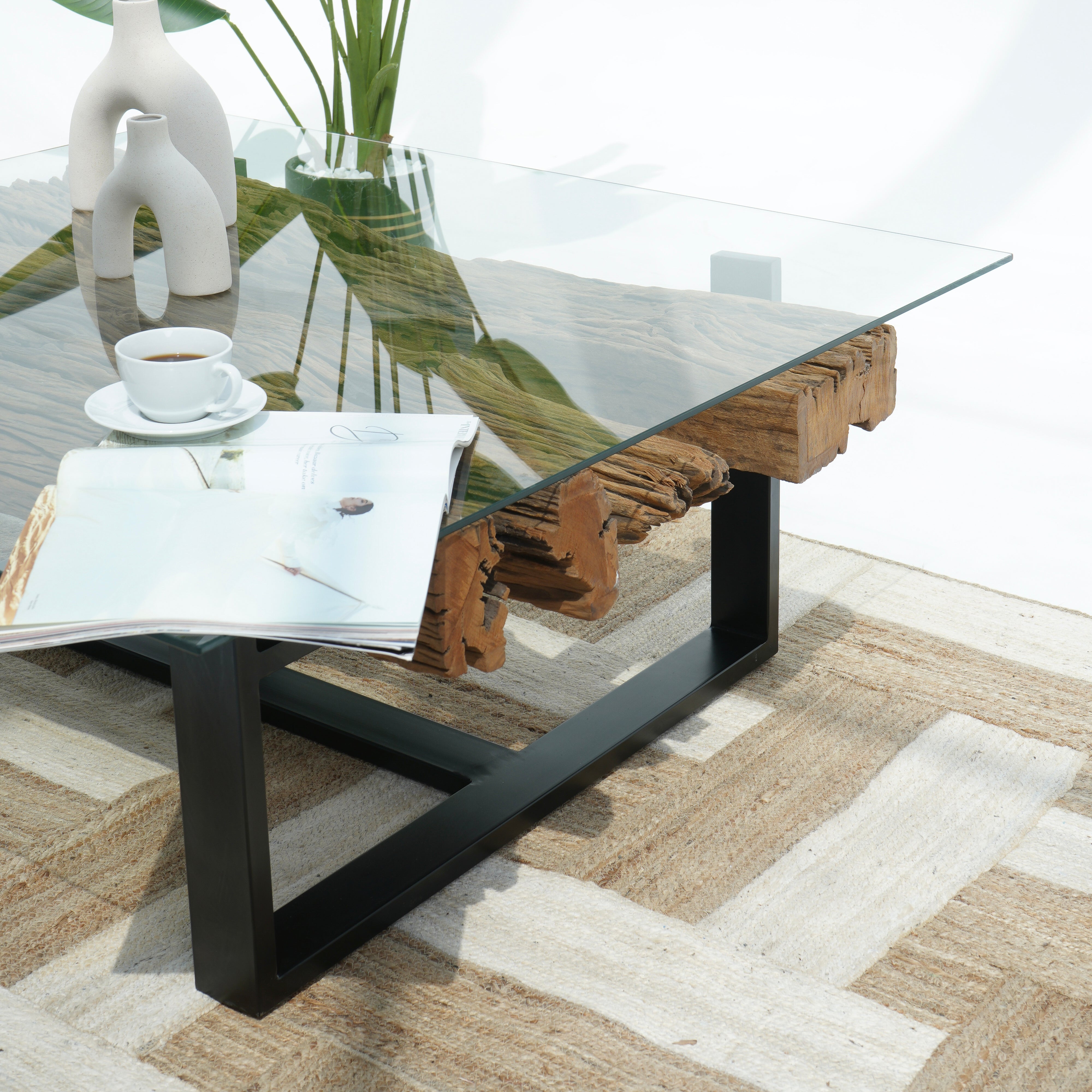 INDIAN RAILWAY LOG COFFEE TABLE