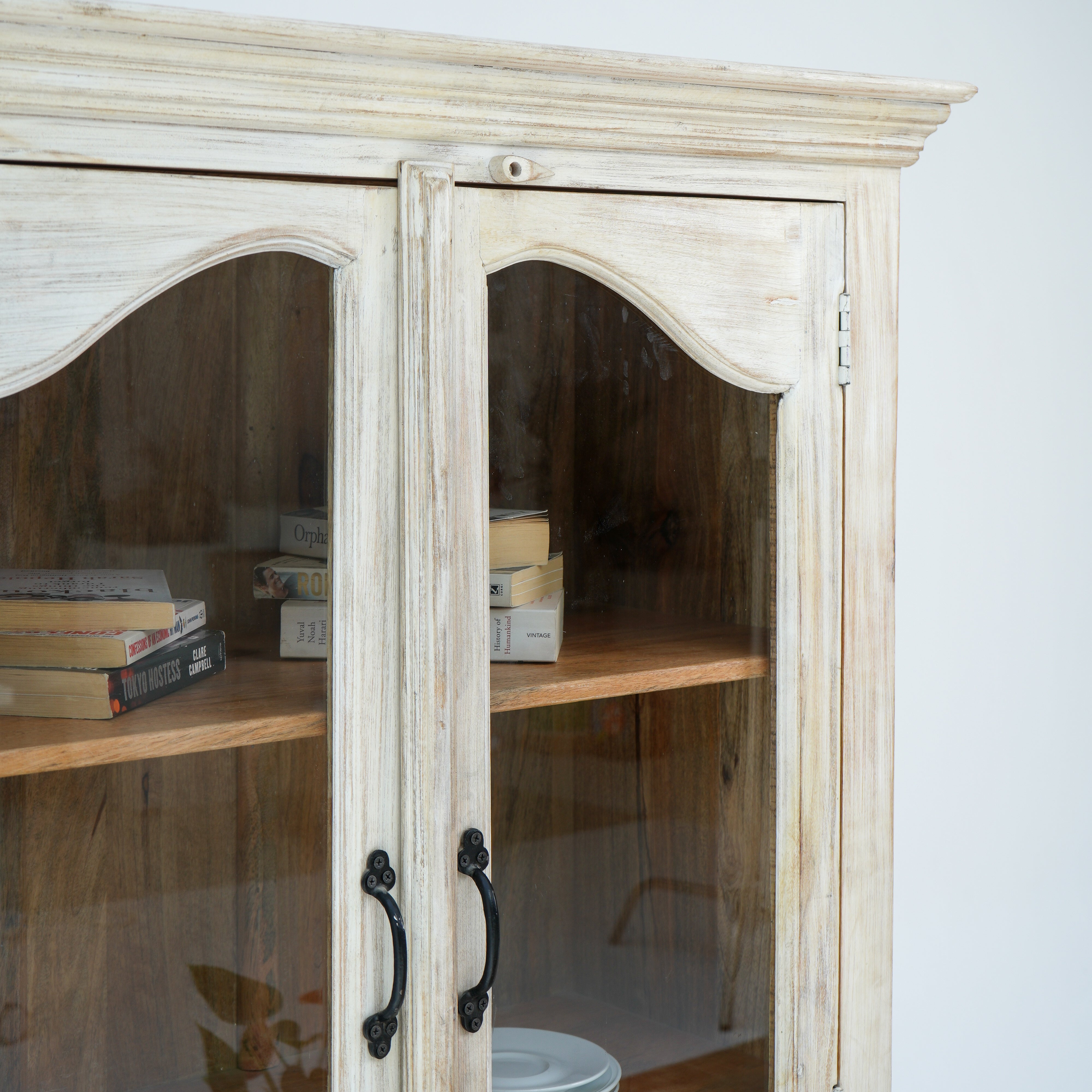 Charm Glass Door Carved Cabinet