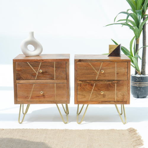 MANGOLUXE GOLDLINE NIGHTSTAND TABLE