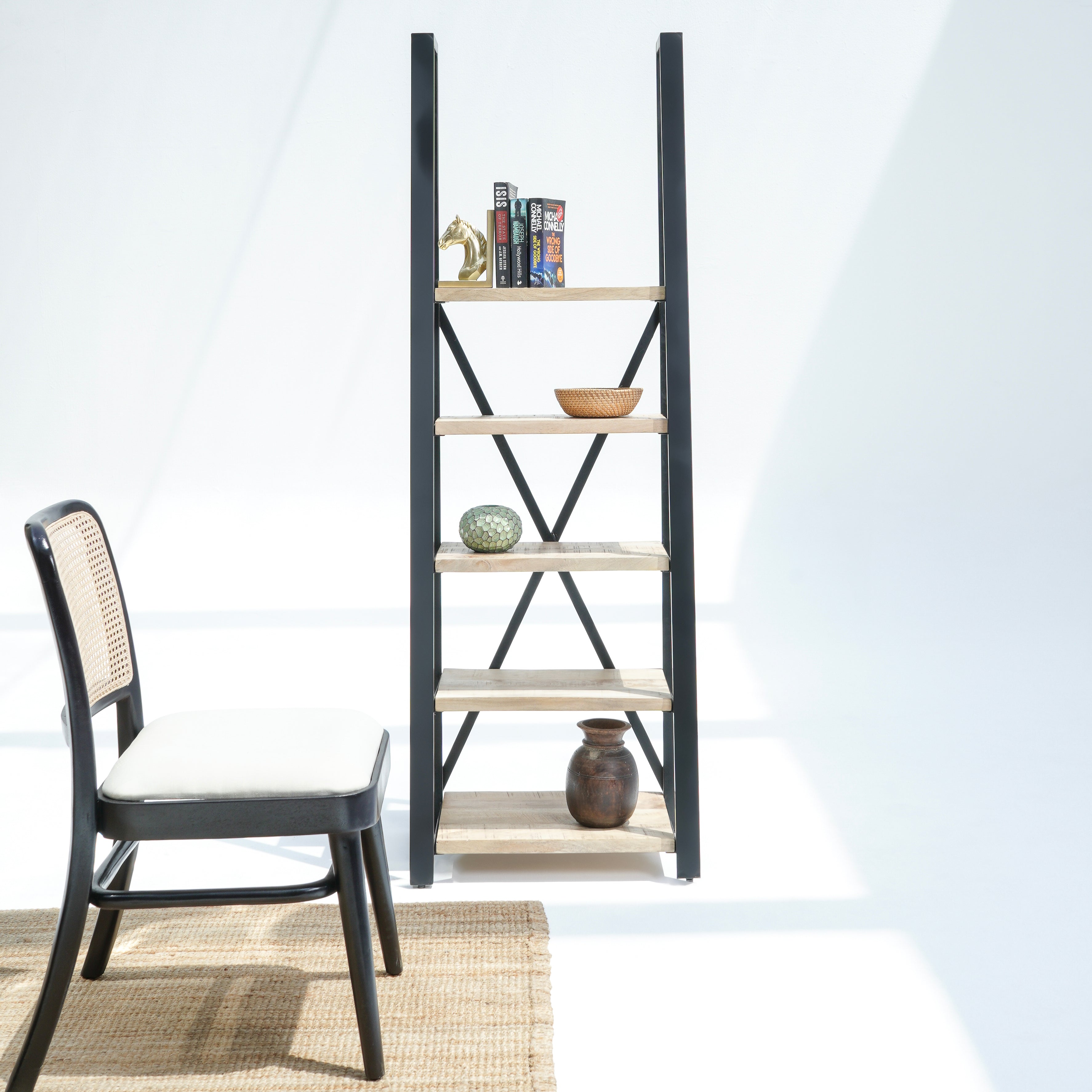 Athens Black Metal Open Bookshelf