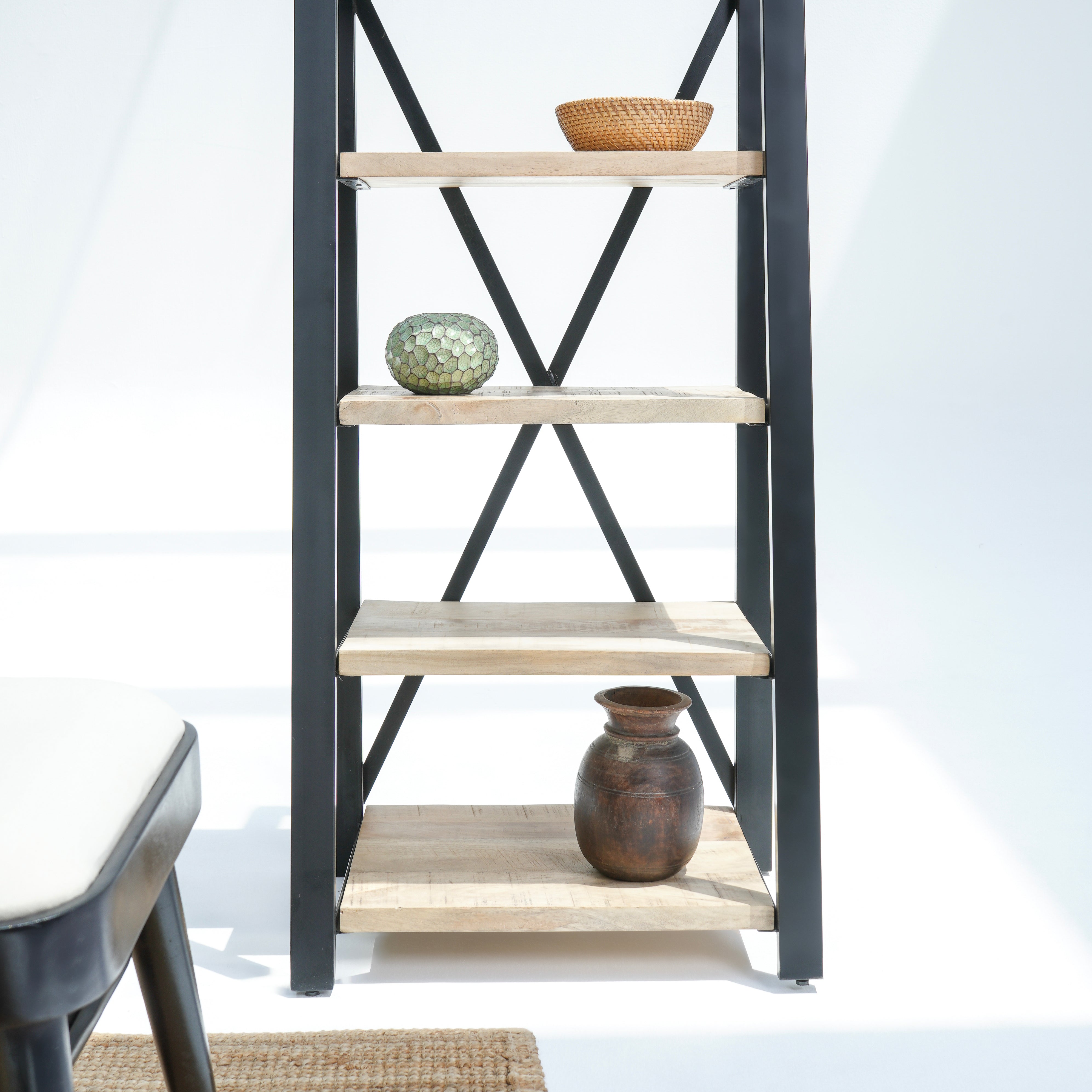 Athens Black Metal Open Bookshelf