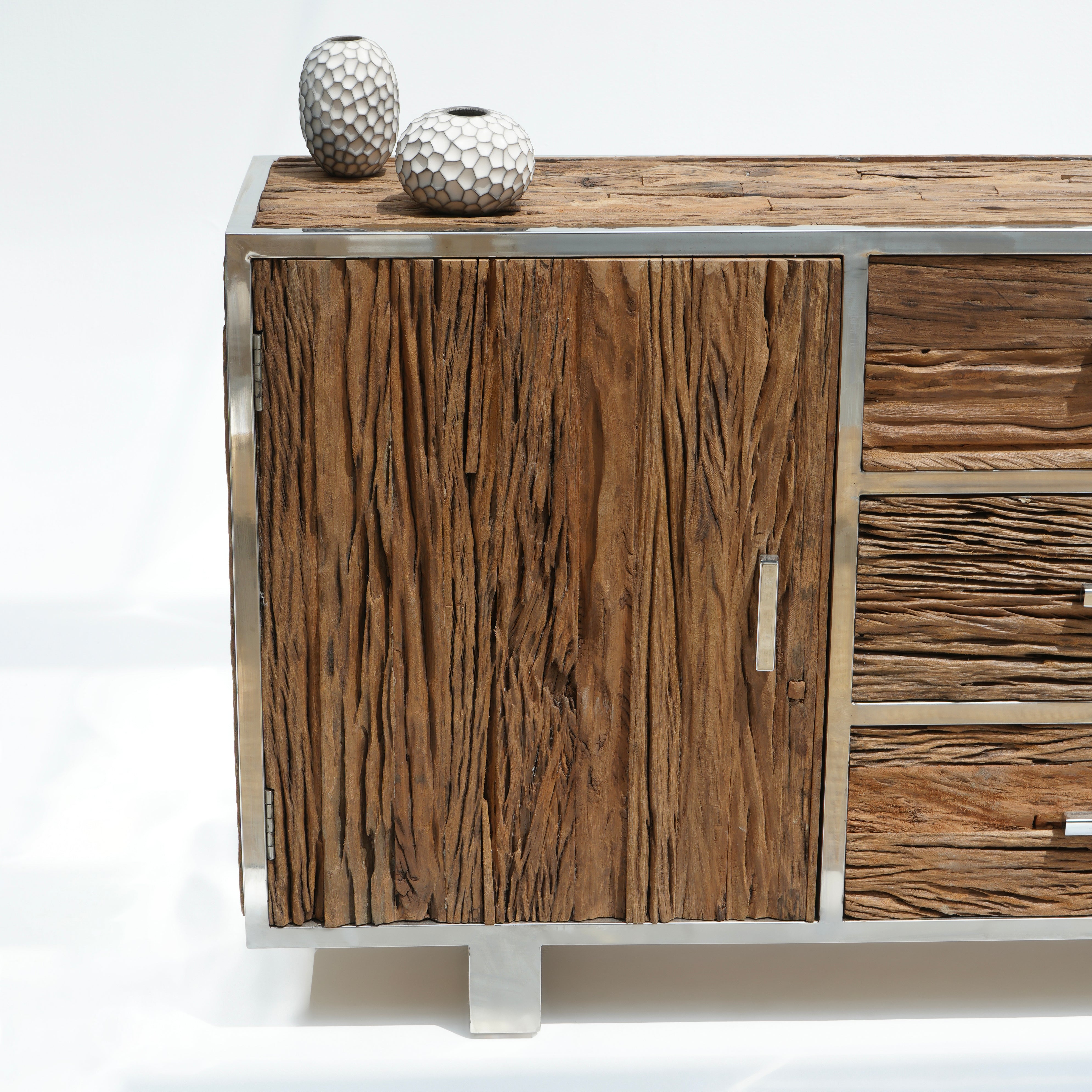 Railway wood  two door three drawers sideboard