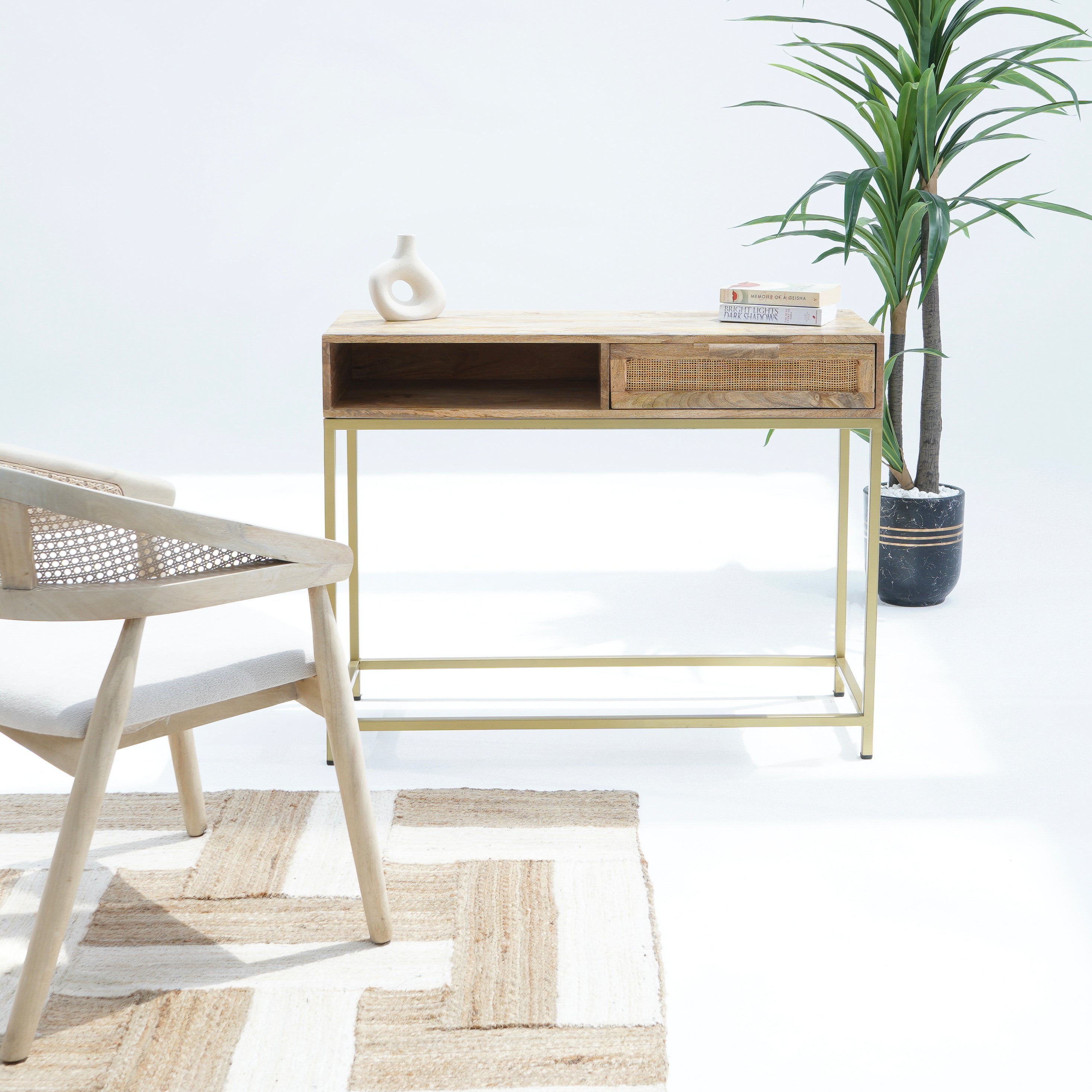 CANOVIA CANE CONSOLE TABLE ONE DRAWER