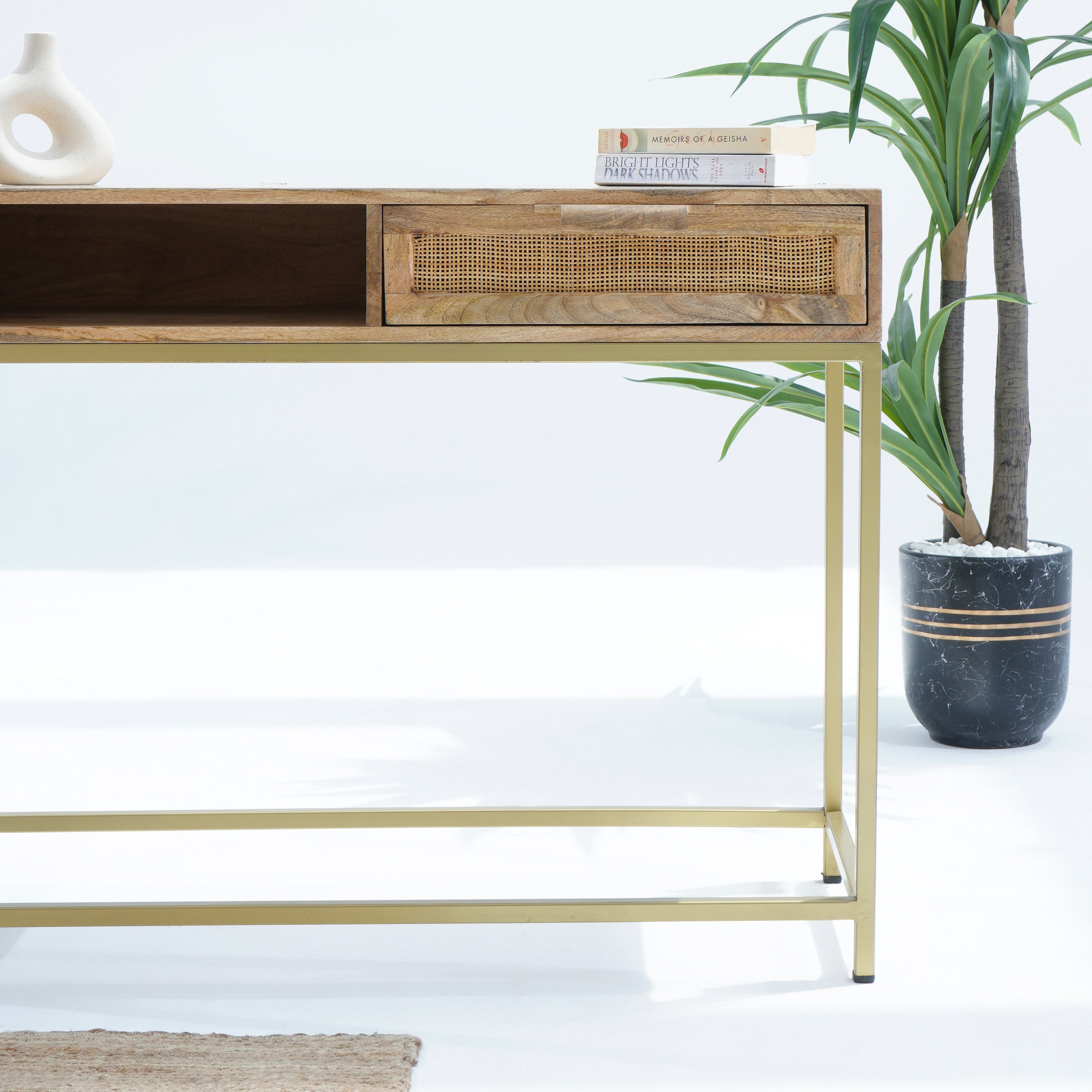 CANOVIA CANE CONSOLE TABLE ONE DRAWER